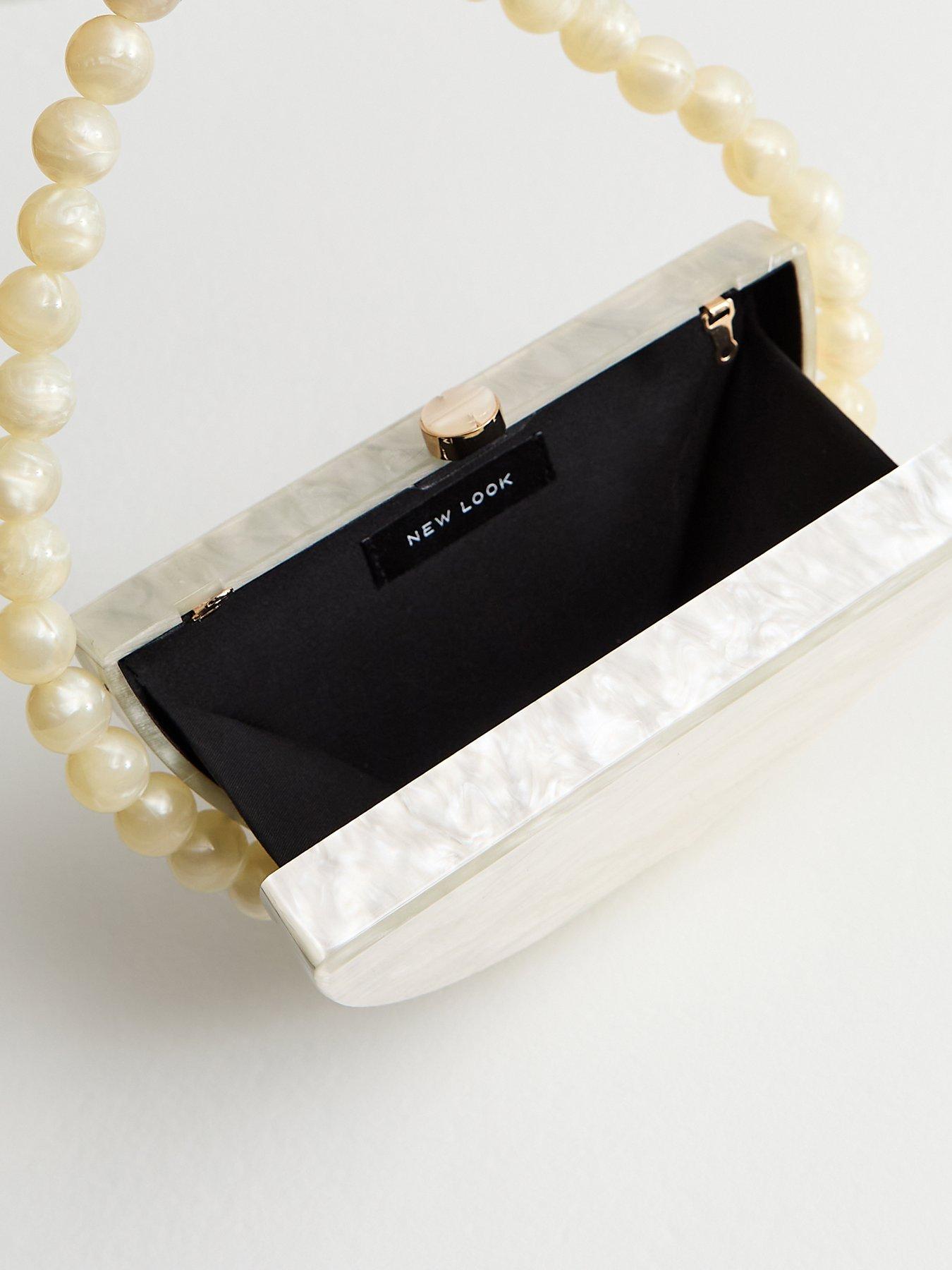  image of new-look-pearl-effect-box-clutch-bag-cream