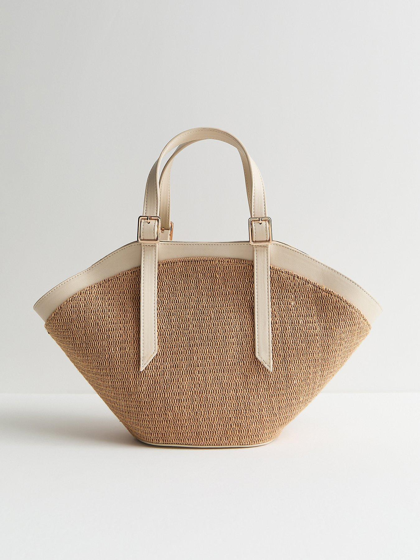 Image 2 of 5 of New Look Woven Trapeze Handbag - Stone