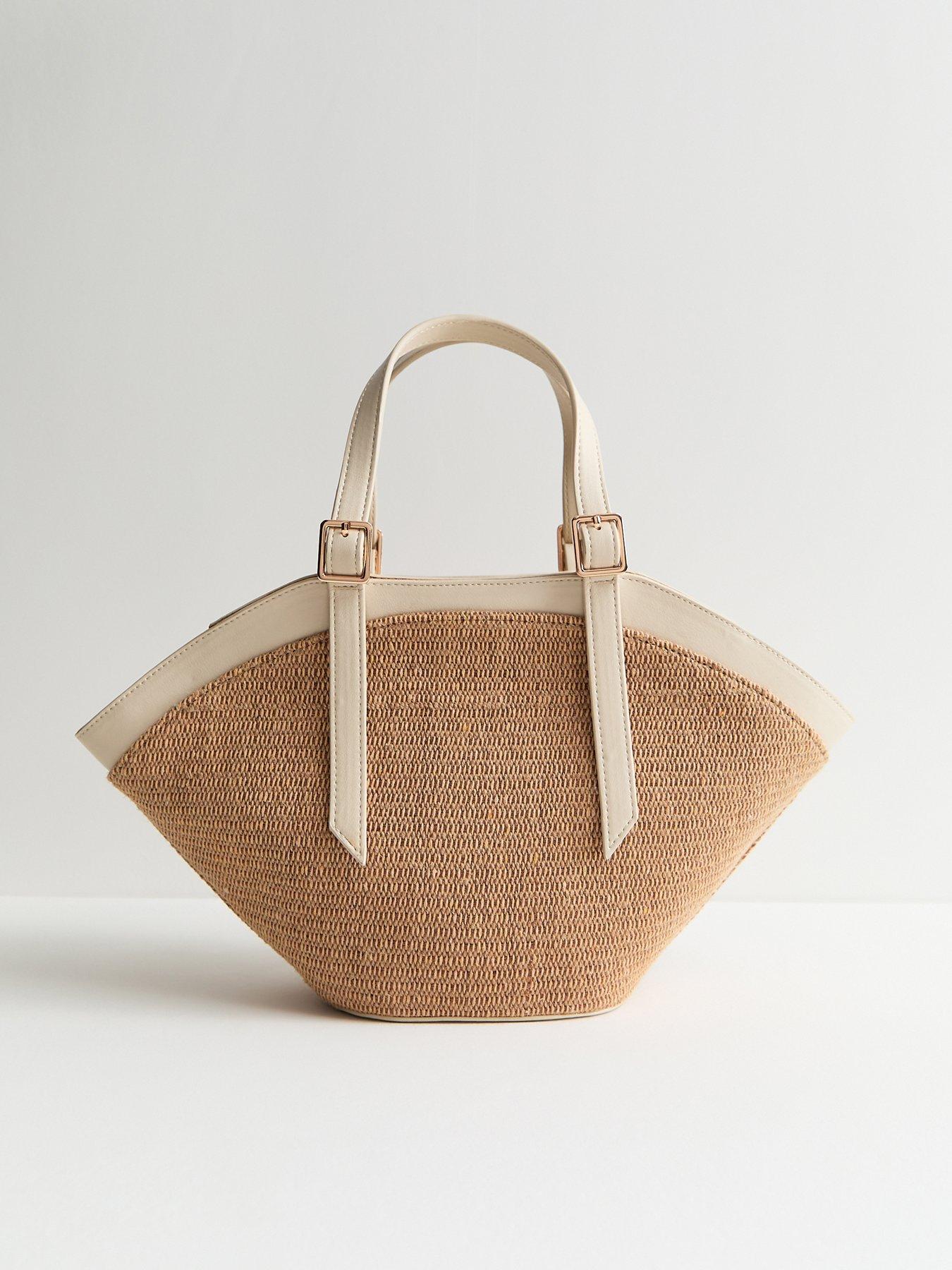 Image 4 of 5 of New Look Woven Trapeze Handbag - Stone