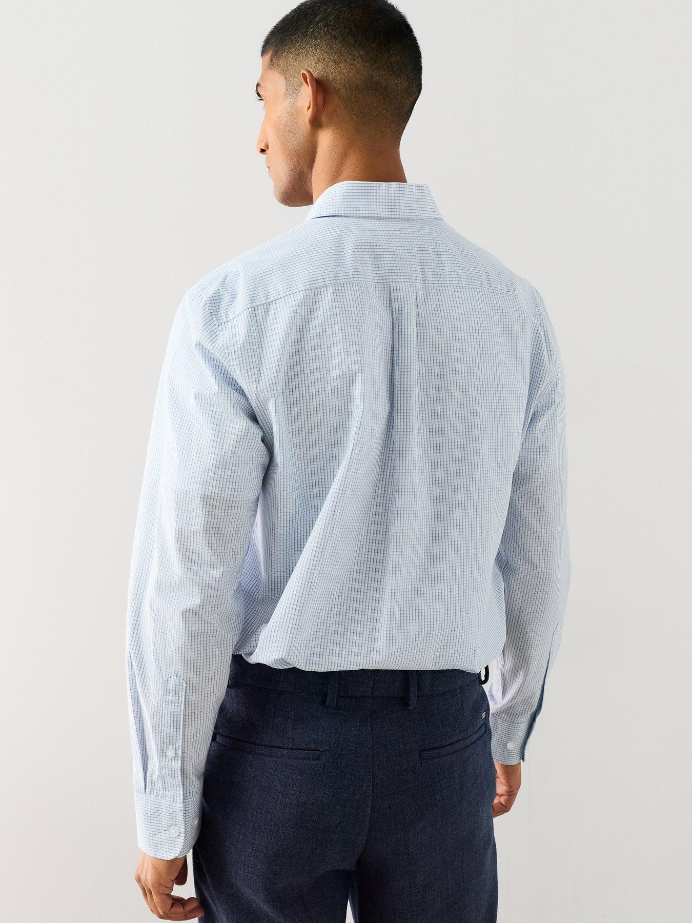 Image 3 of 7 of The Very Collection 2 Pack Pure Cotton Long Sleeve Gingham Check Shirts - Blue