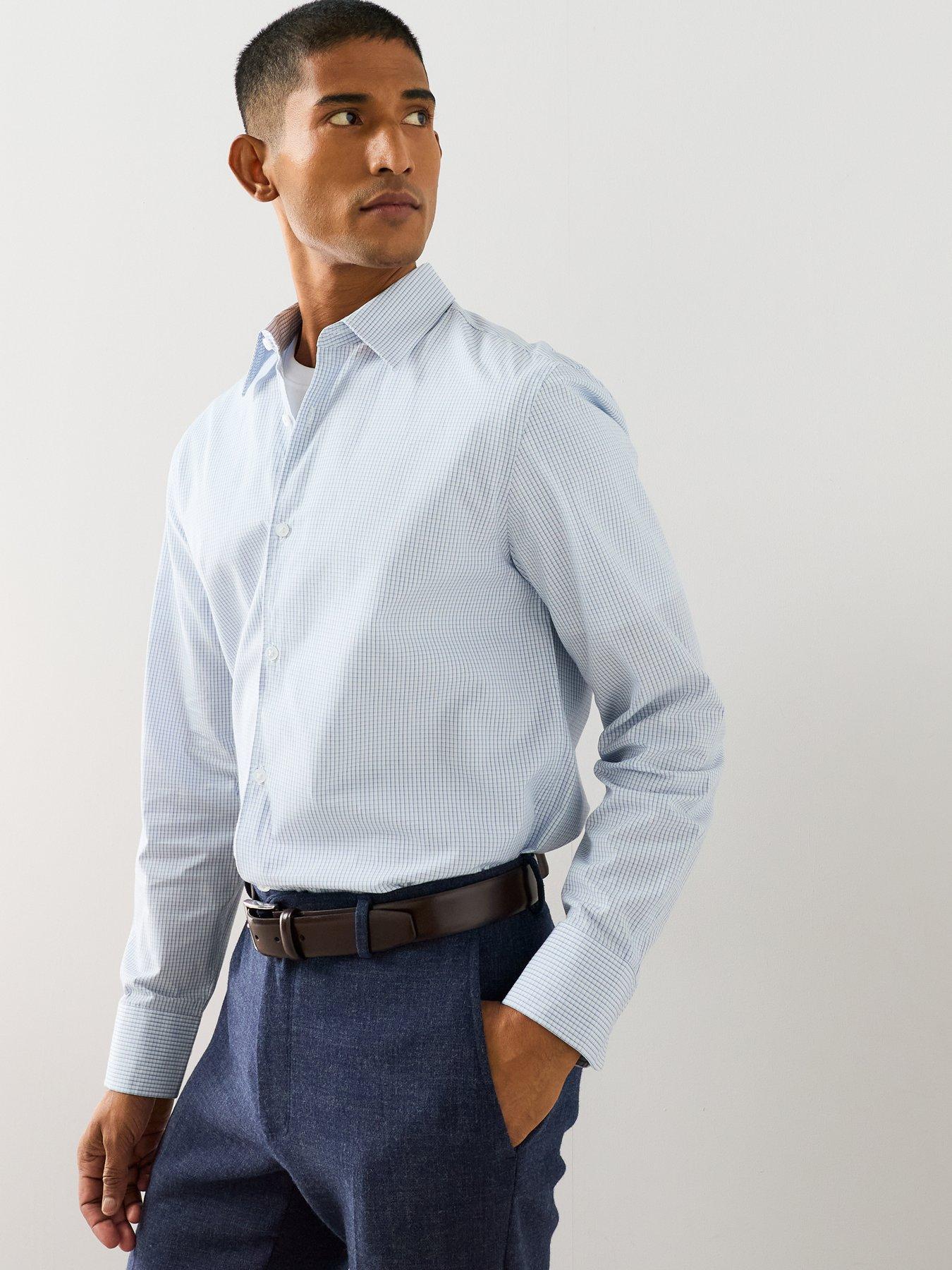 Image 5 of 7 of The Very Collection 2 Pack Pure Cotton Long Sleeve Gingham Check Shirts - Blue