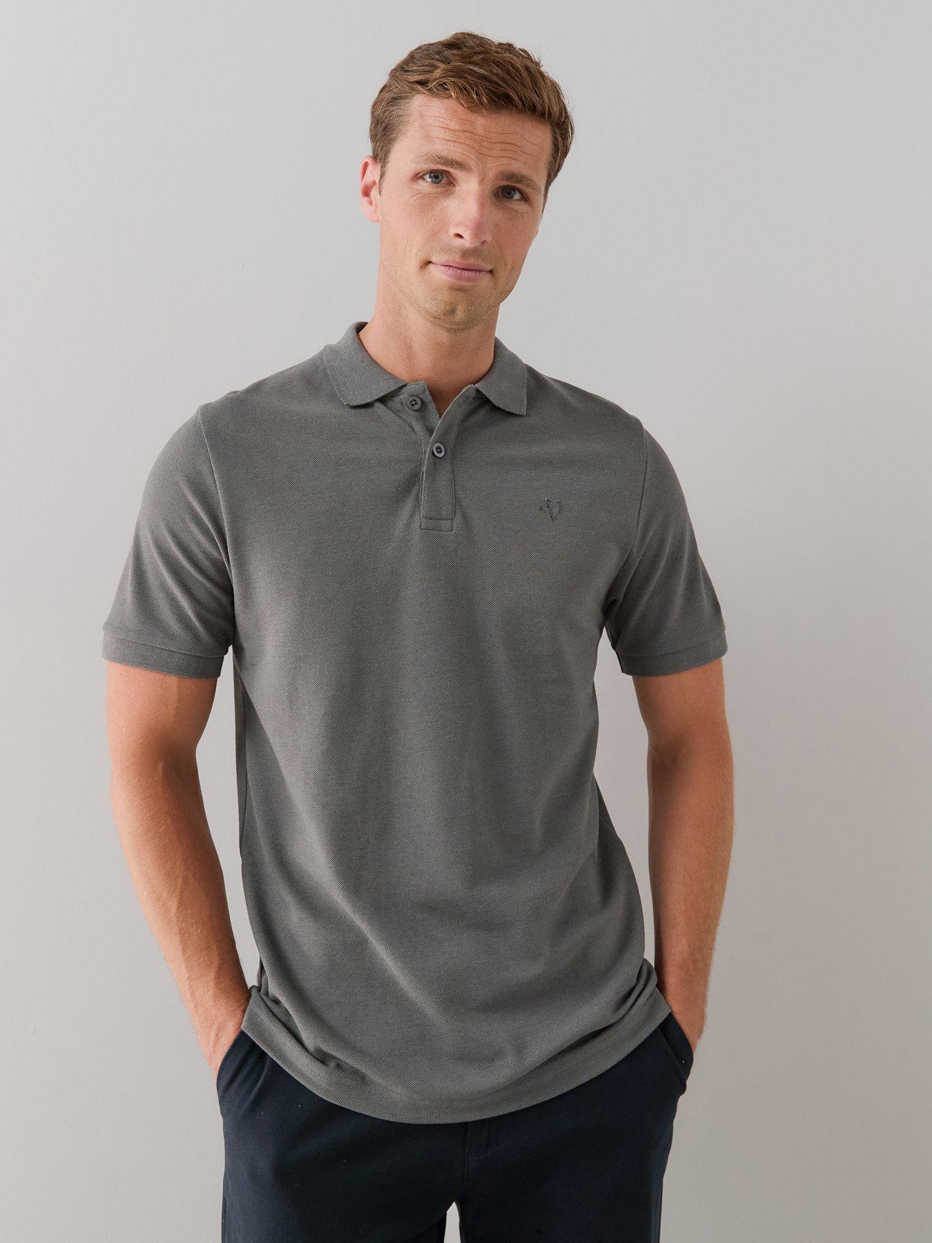 The Very Collection Short Sleeve Pique Polo Shirt - Charcoal