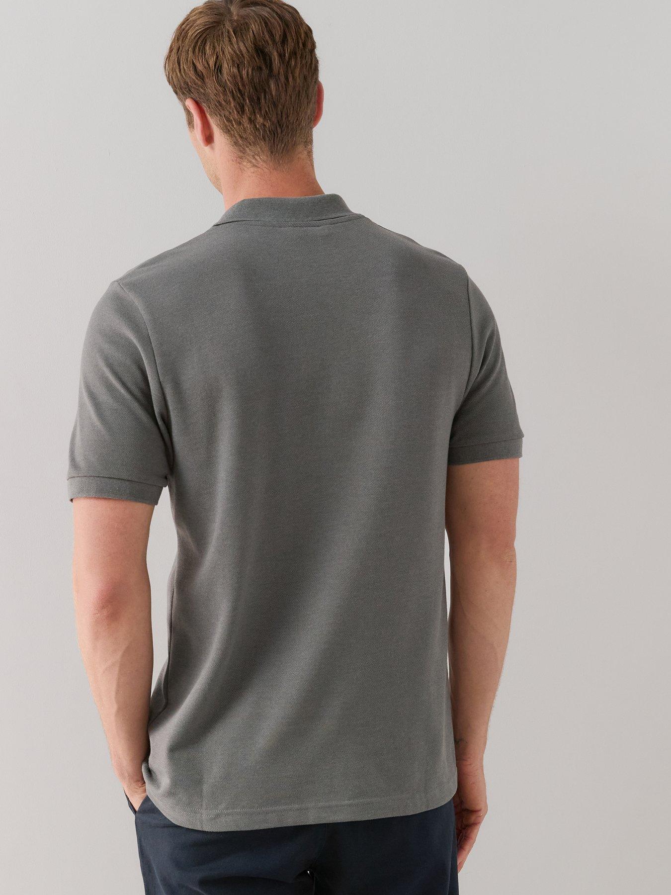 Image 2 of 6 of The Very Collection Short Sleeve Pique Polo Shirt - Charcoal
