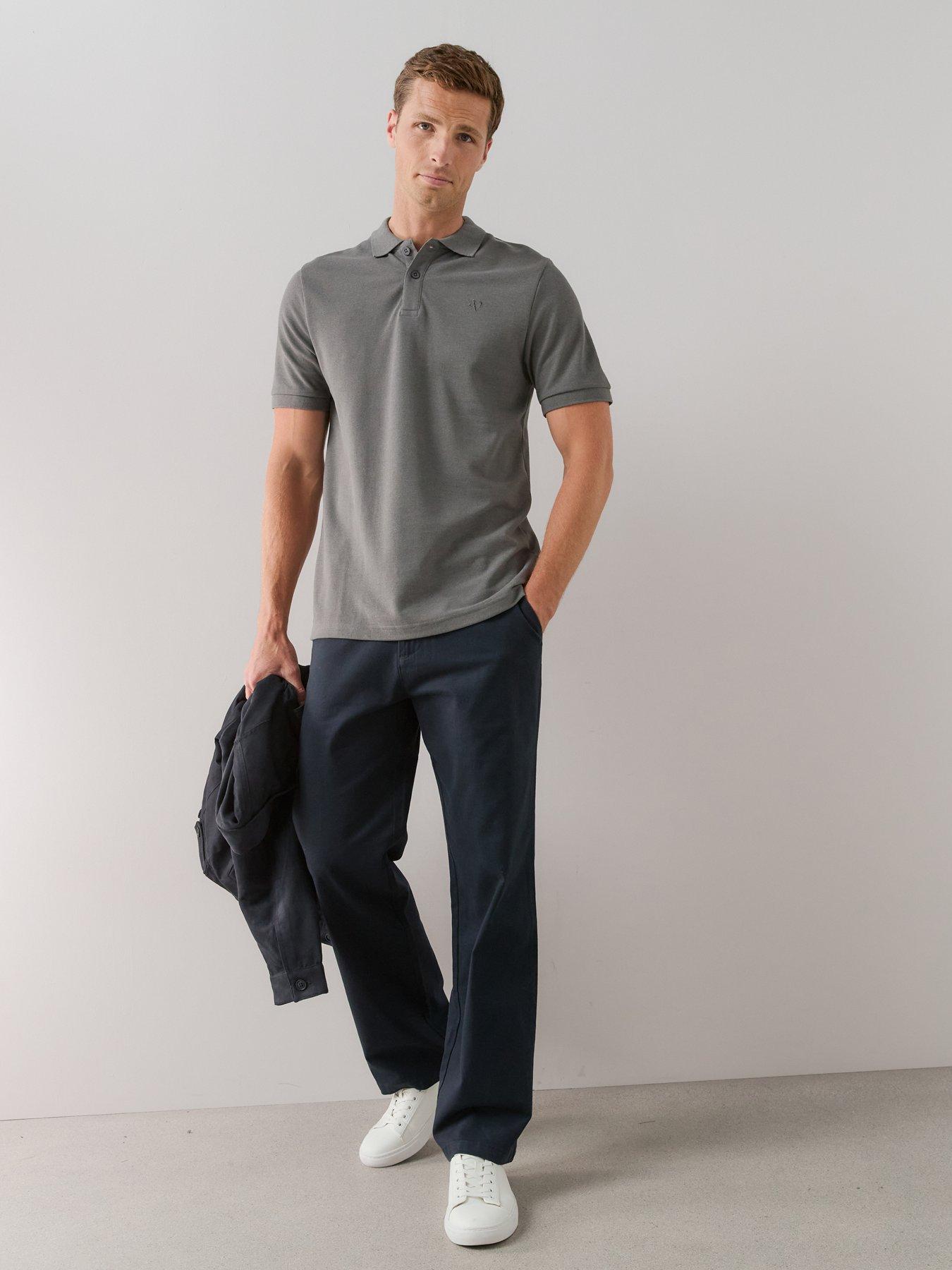 Image 3 of 6 of The Very Collection Short Sleeve Pique Polo Shirt - Charcoal
