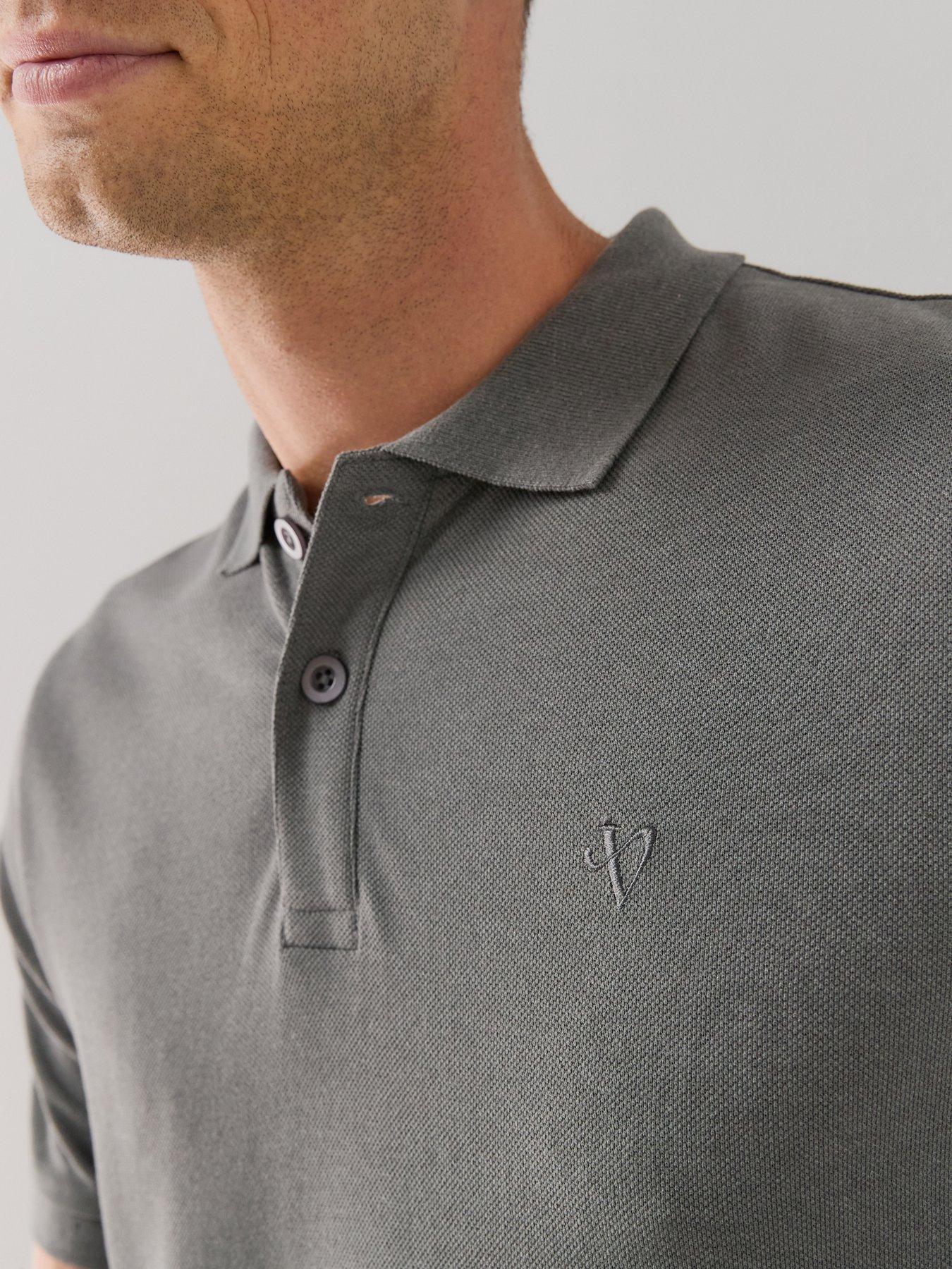 Image 6 of 6 of The Very Collection Short Sleeve Pique Polo Shirt - Charcoal