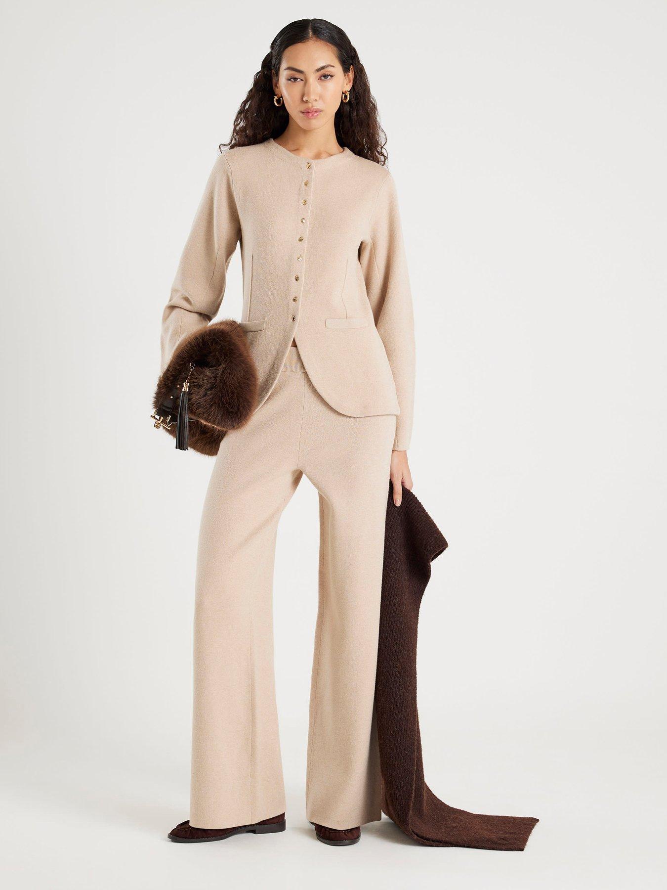  image of river-island-clean-structured-long-sleeve-cardigan-beige