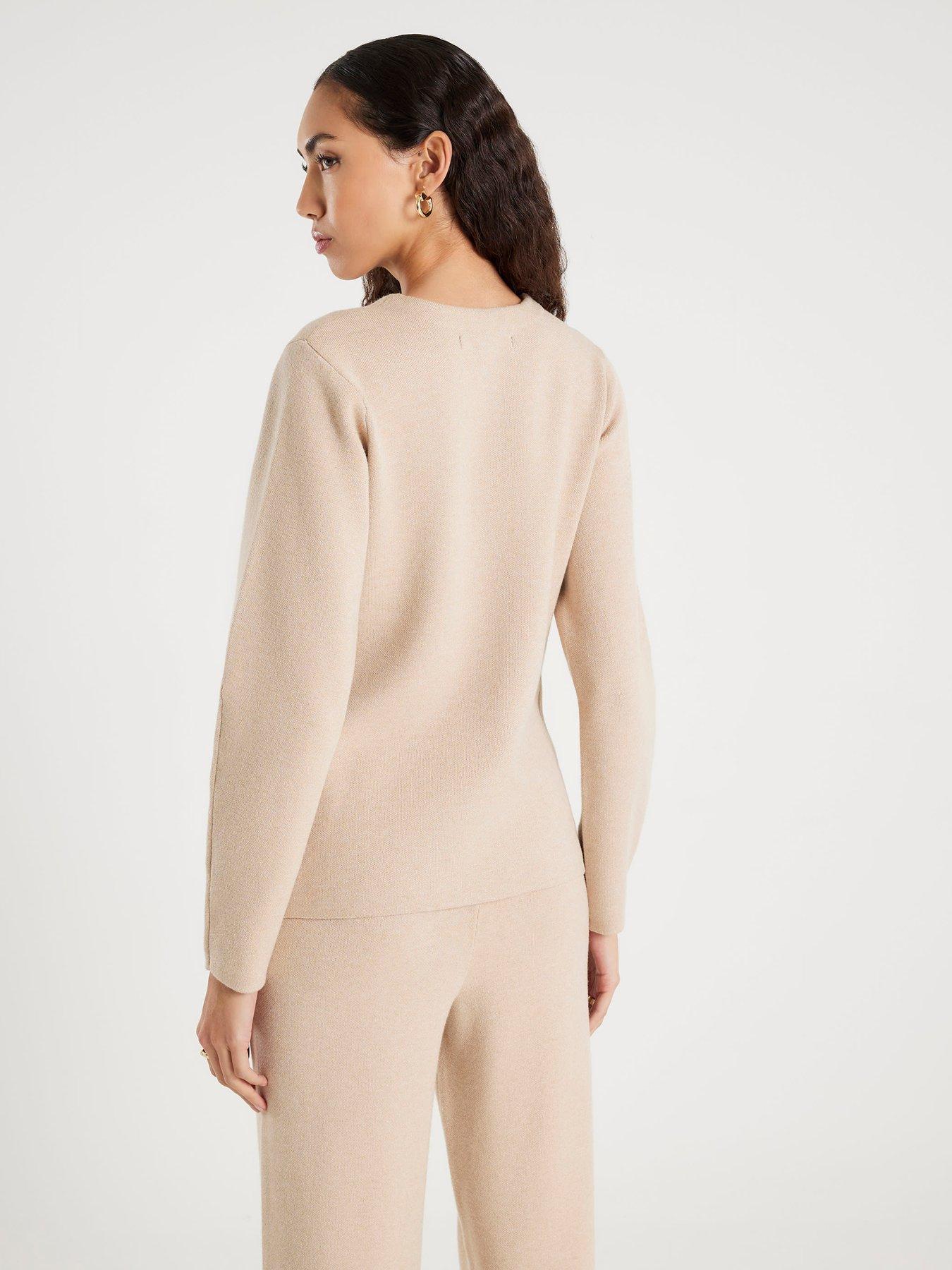  image of river-island-clean-structured-long-sleeve-cardigan-beige