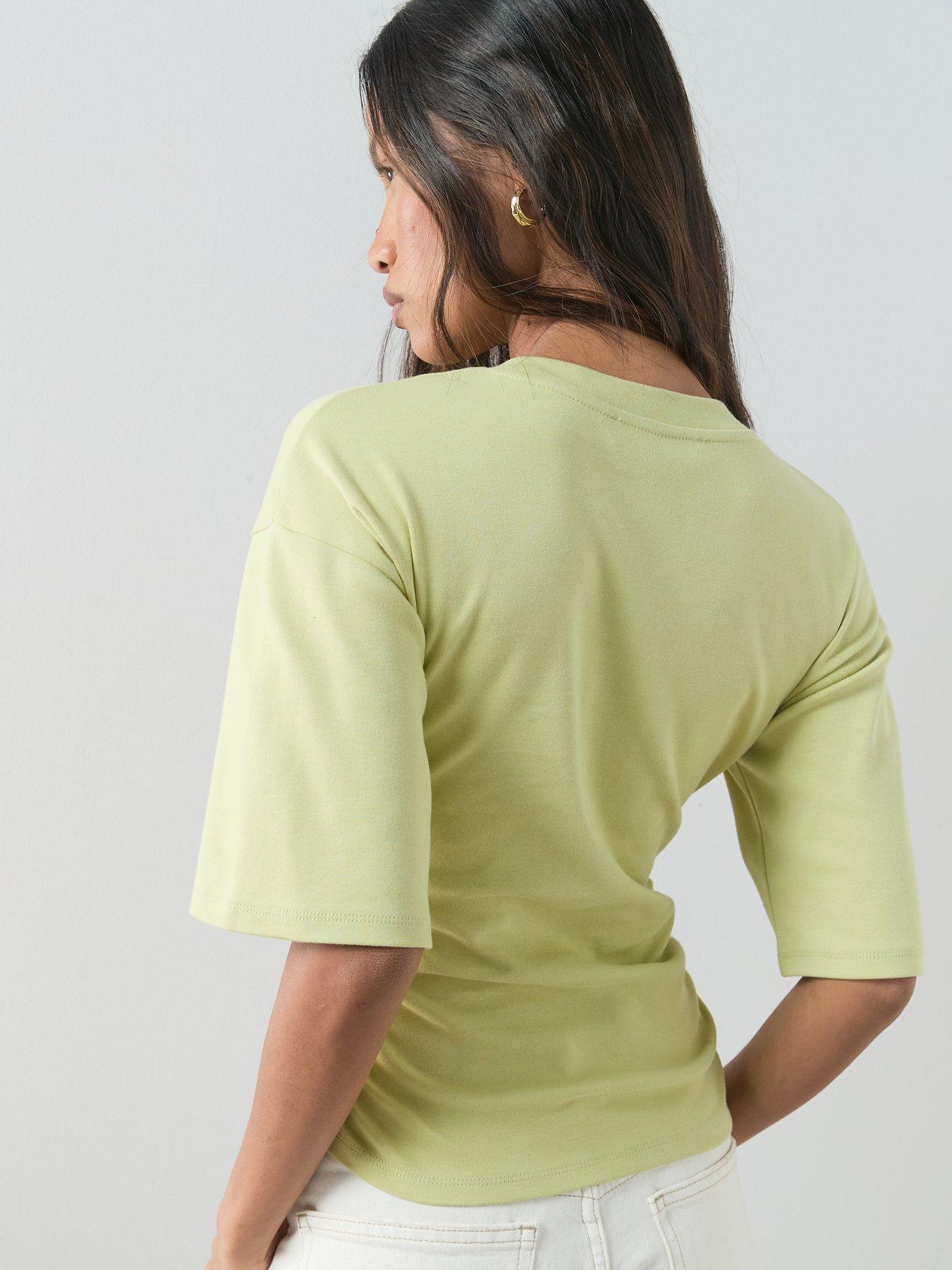 Image 2 of 7 of The Very Collection Ruched Waist T-Shirt - Green