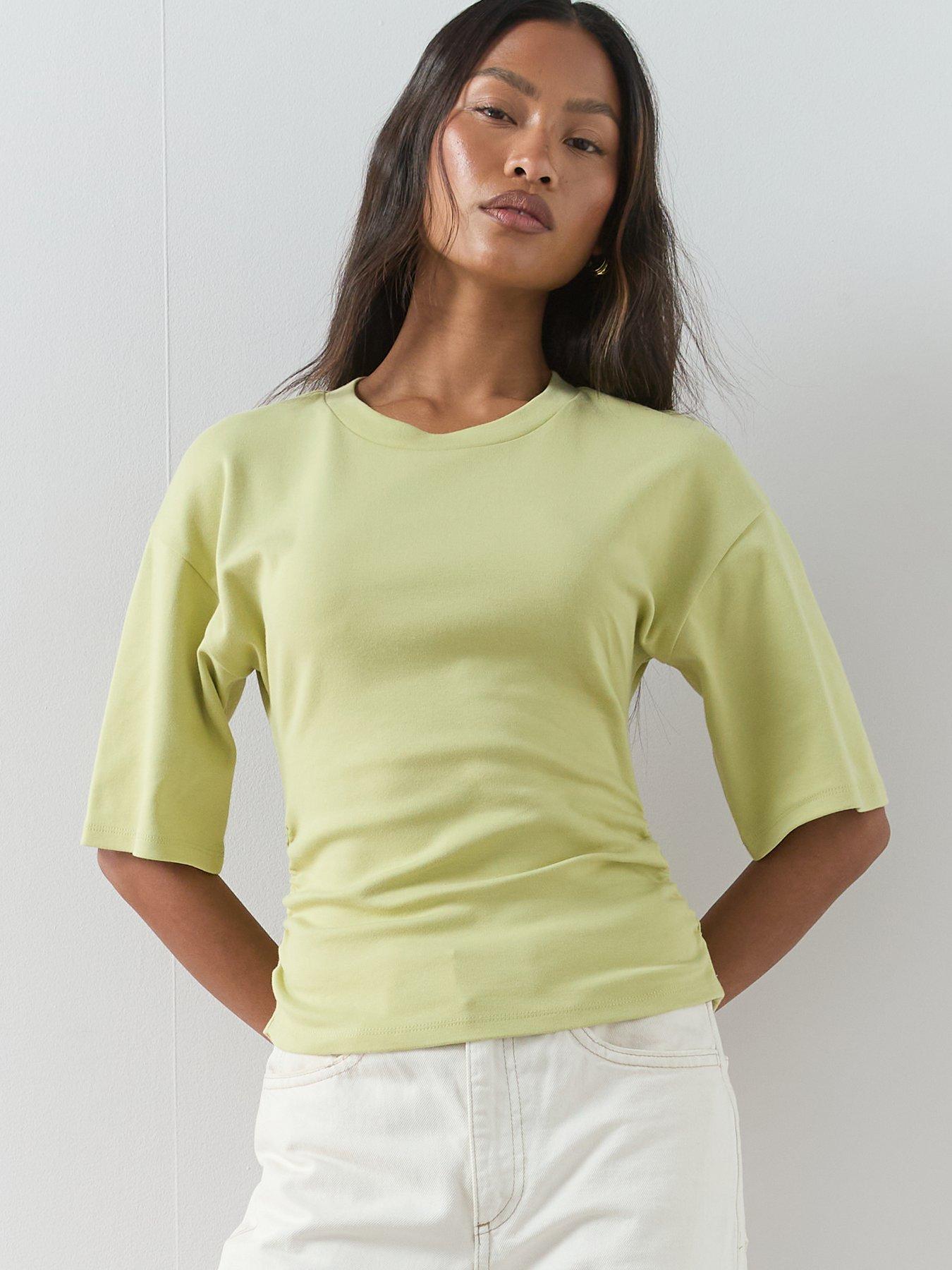 Image 4 of 7 of The Very Collection Ruched Waist T-Shirt - Green