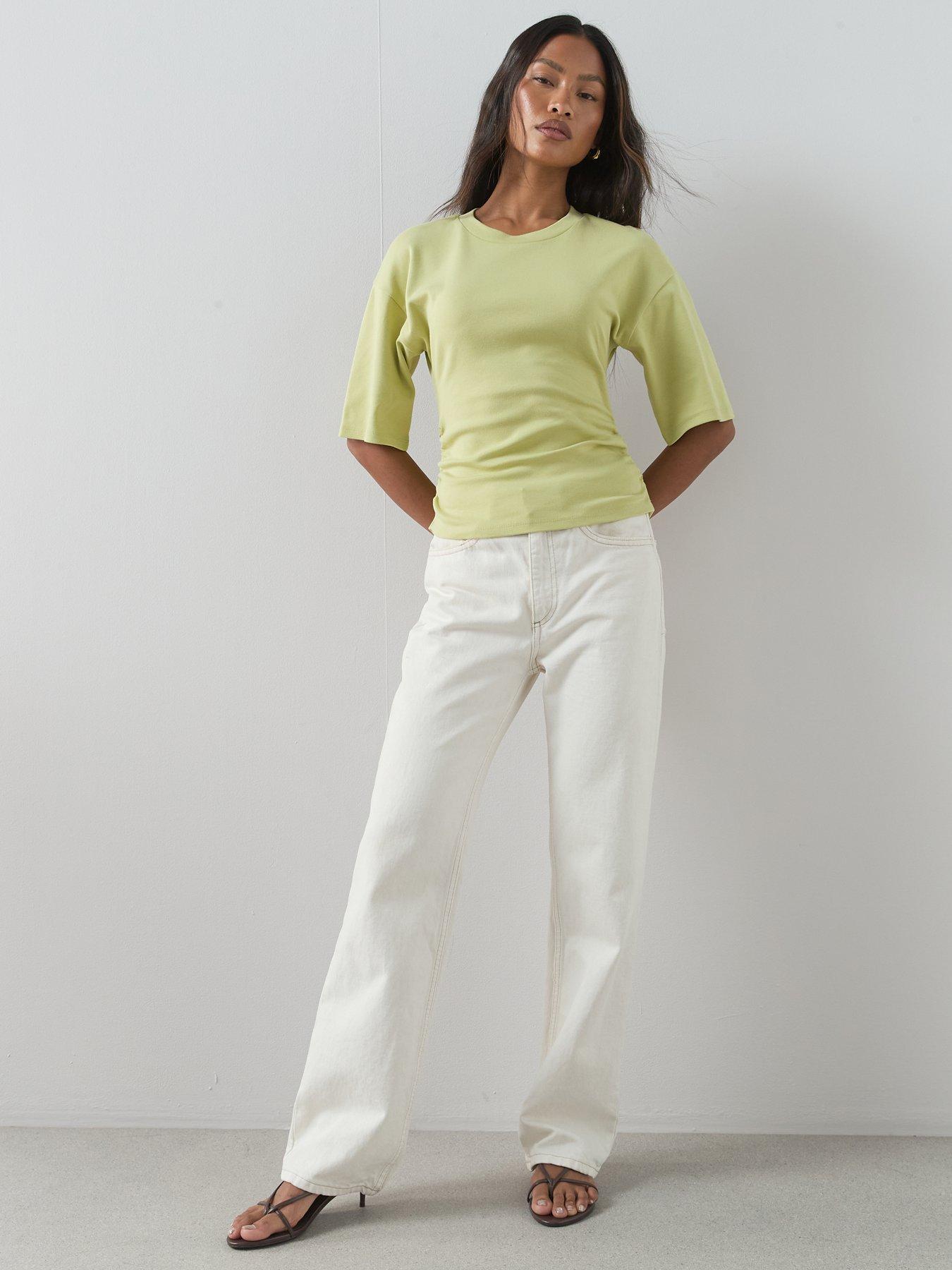 Image 6 of 7 of The Very Collection Ruched Waist T-Shirt - Green