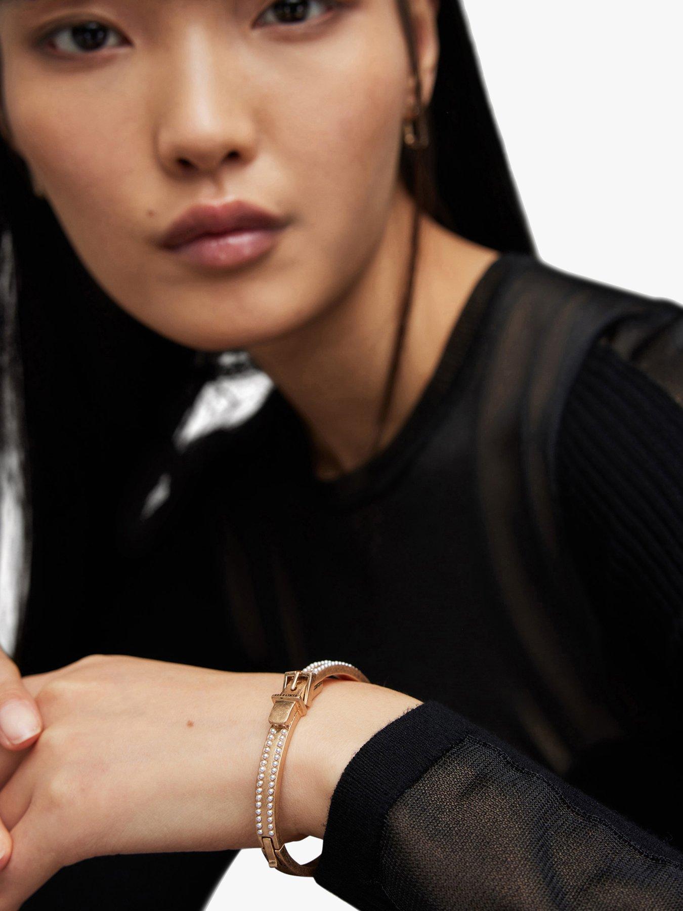  image of allsaints-pearl-belt-bangle-gold