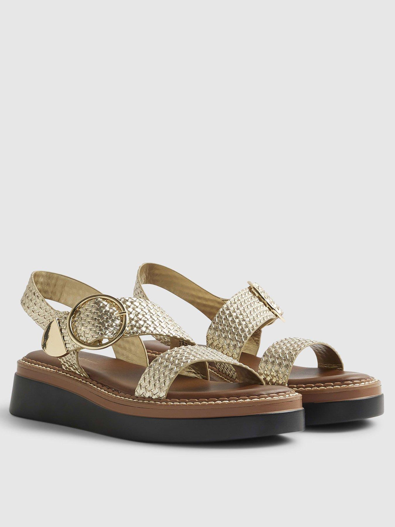  image of river-island-wide-2-part-ring-buckle-flatform-gold