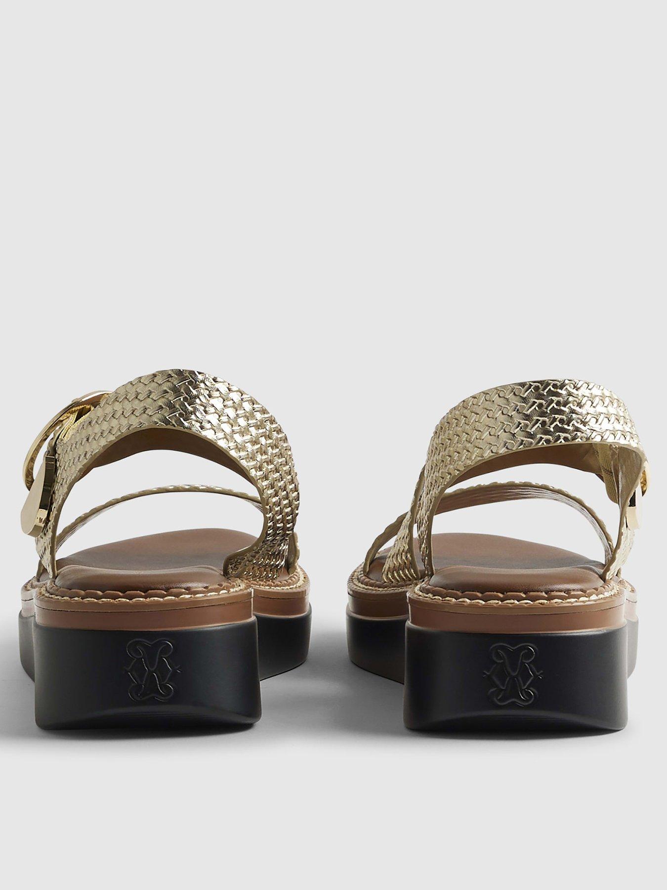  image of river-island-wide-2-part-ring-buckle-flatform-gold