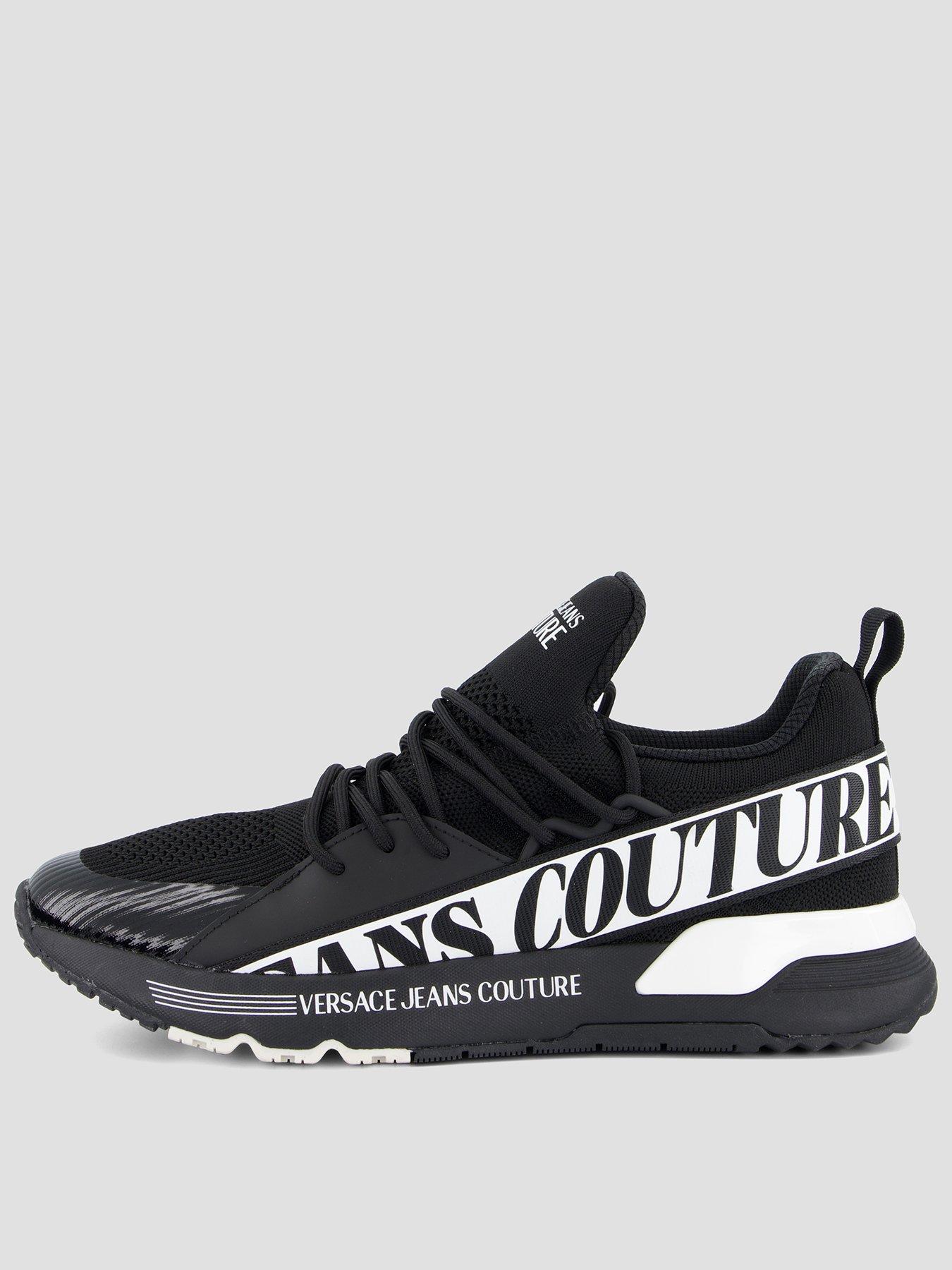 Versace Jeans Couture Dynamic Side Logo Knitted Runner Trainers - Black