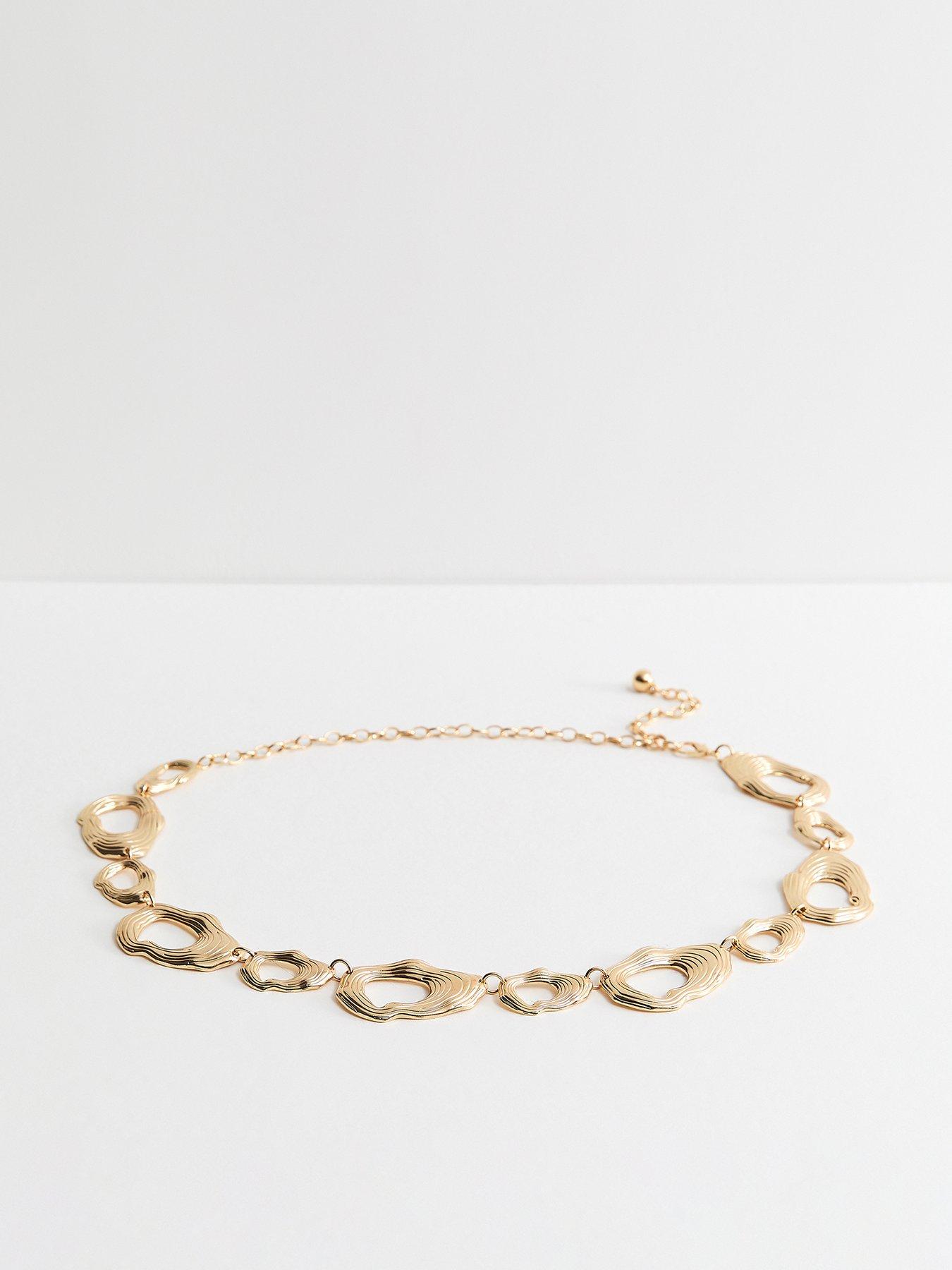 New Look Tone Irregular Oval Ring Chain Belt - Gold