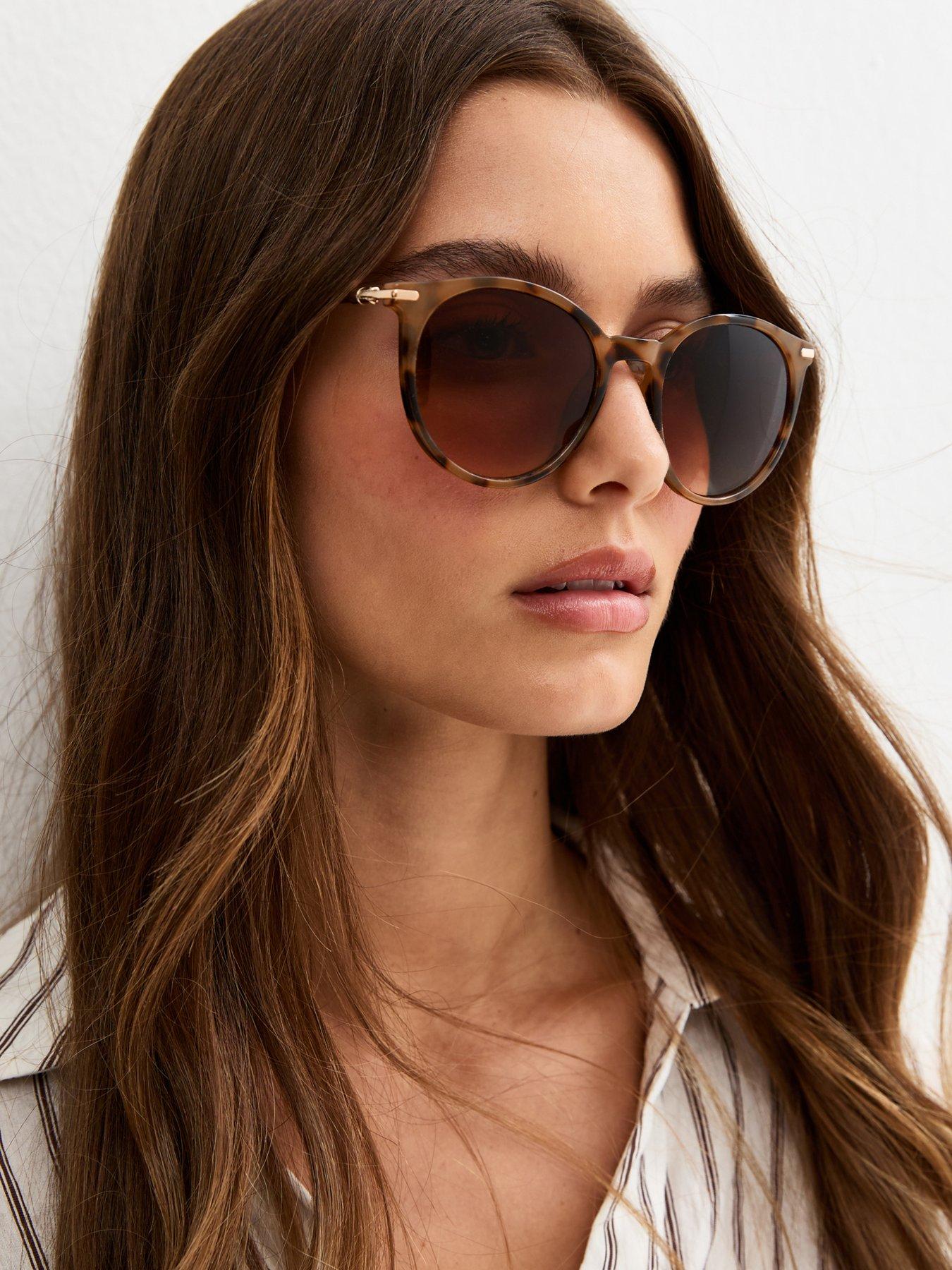 New Look Tortoise Effect Round Frame Sunglasses - Brown