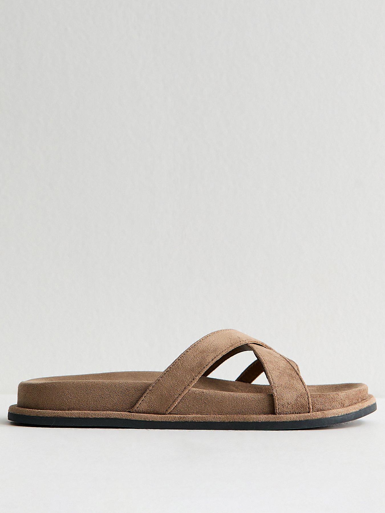  image of new-look-faux-suede-toe-loop-flat-sandals-light-brown