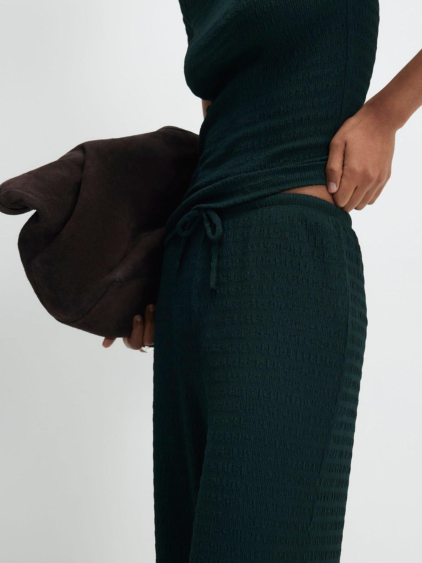  image of river-island-texture-wide-leg-trouser-green