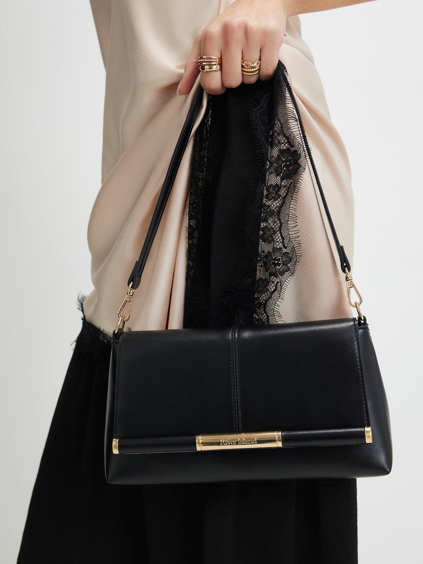River Island Bar Front Clutch Bag - Black