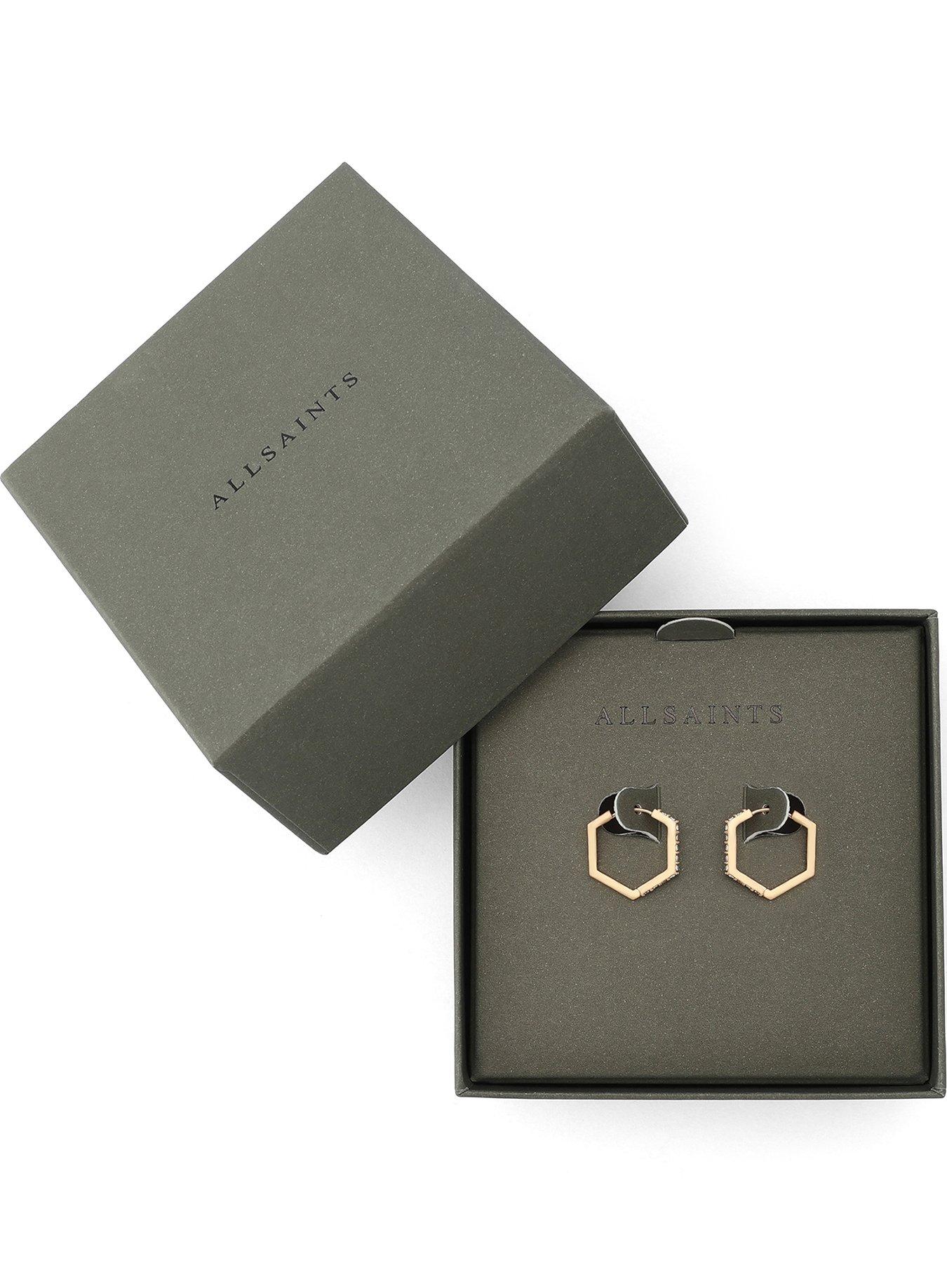  image of allsaints-hex-huggie-earrings-gold