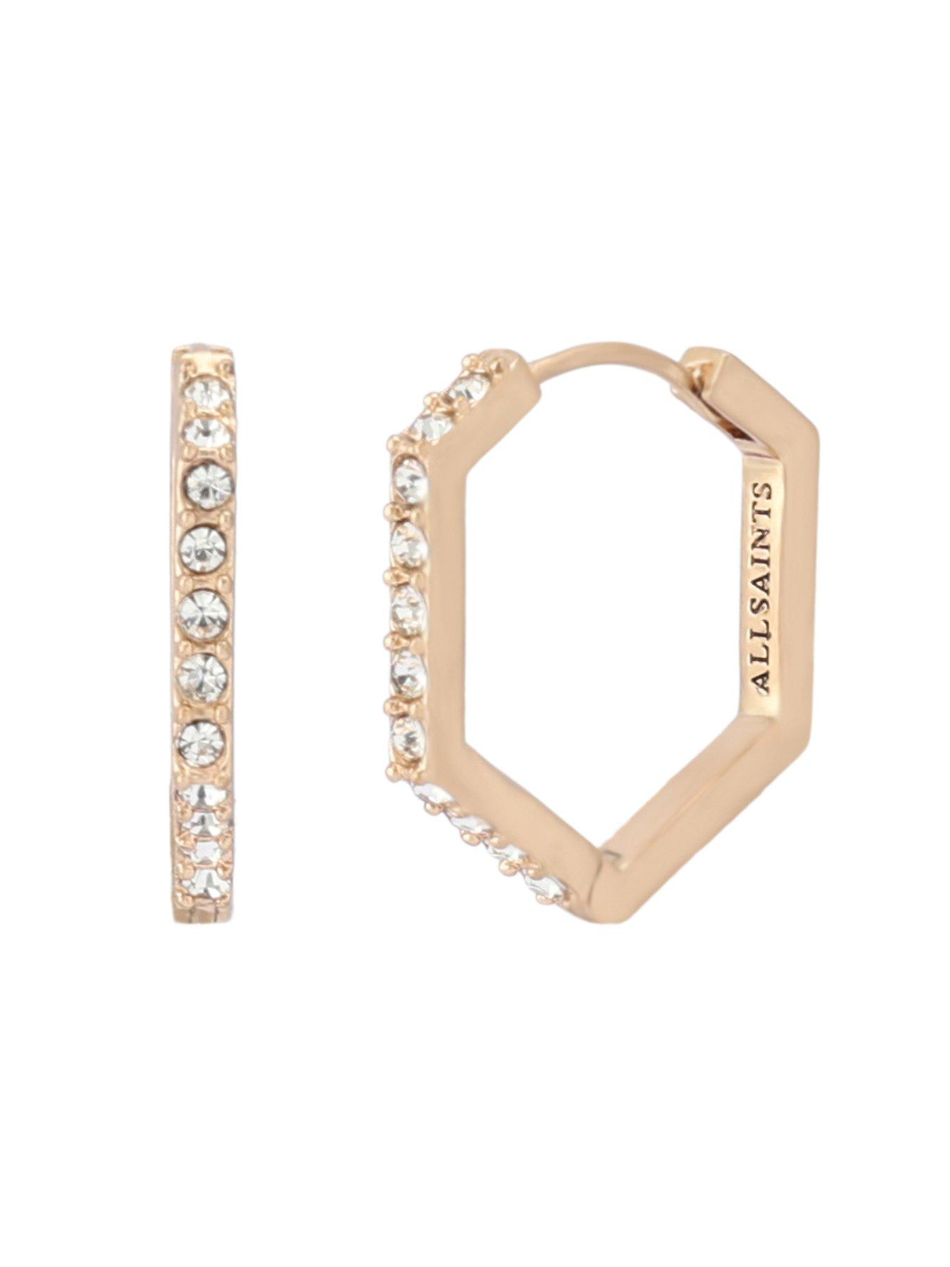  image of allsaints-hex-huggie-earrings-gold