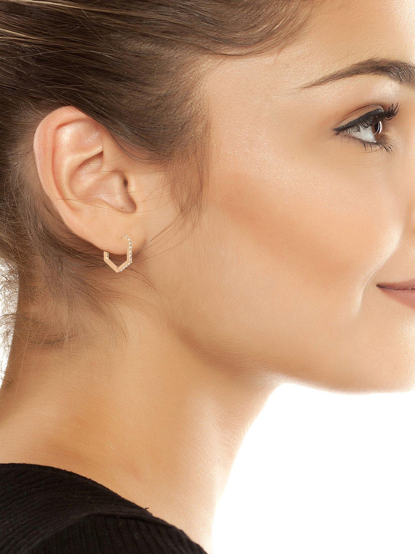  image of allsaints-hex-huggie-earrings-gold