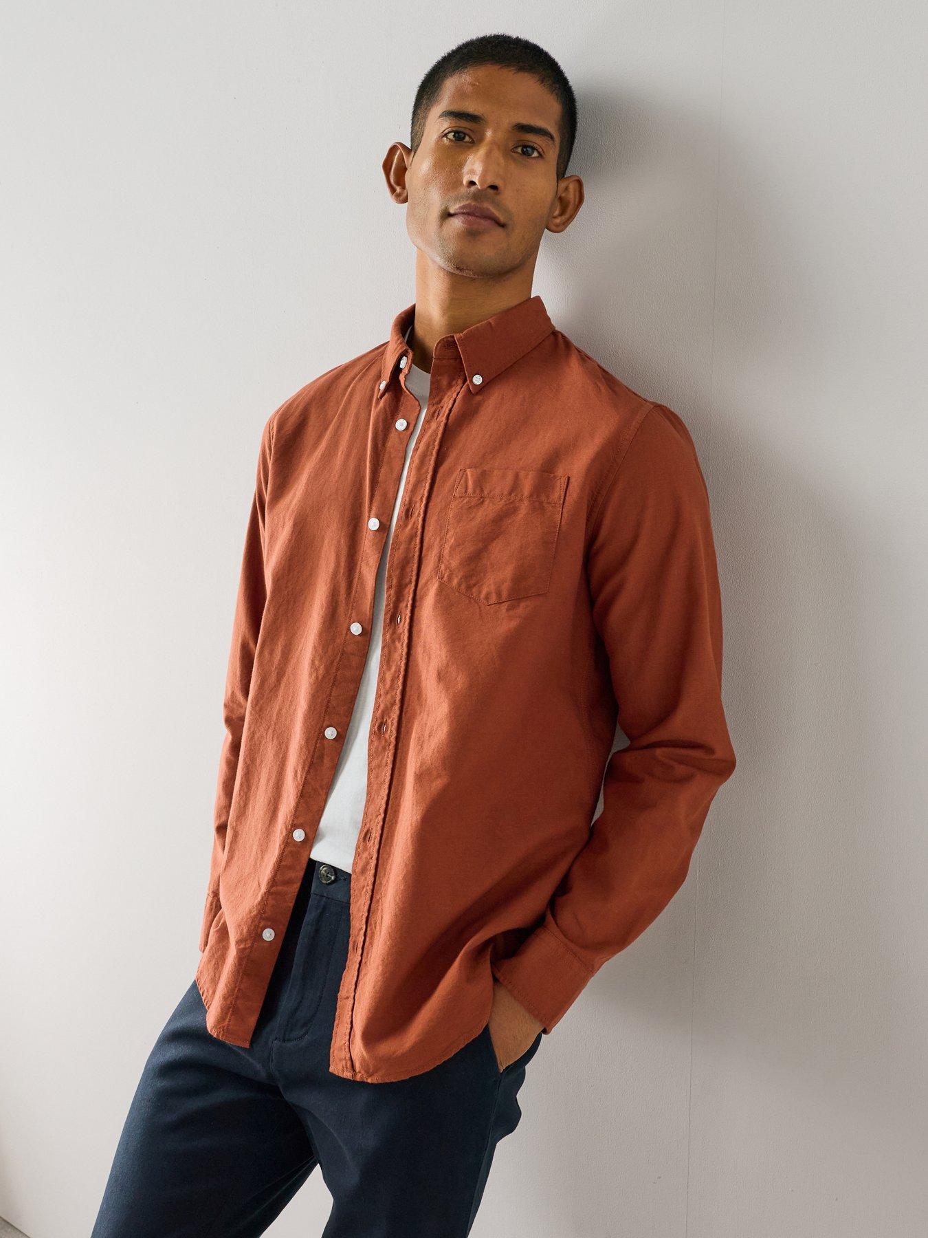 The Very Collection Long Sleeve Oxford Shirt - Rust