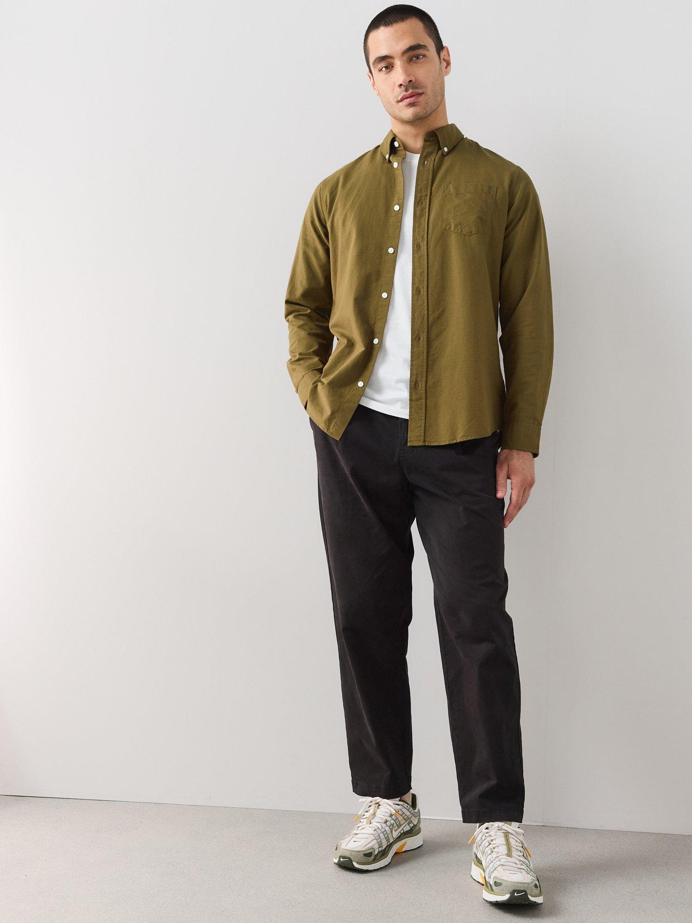 Image 3 of 7 of The Very Collection Long Sleeve Oxford Shirt - Dark Khaki