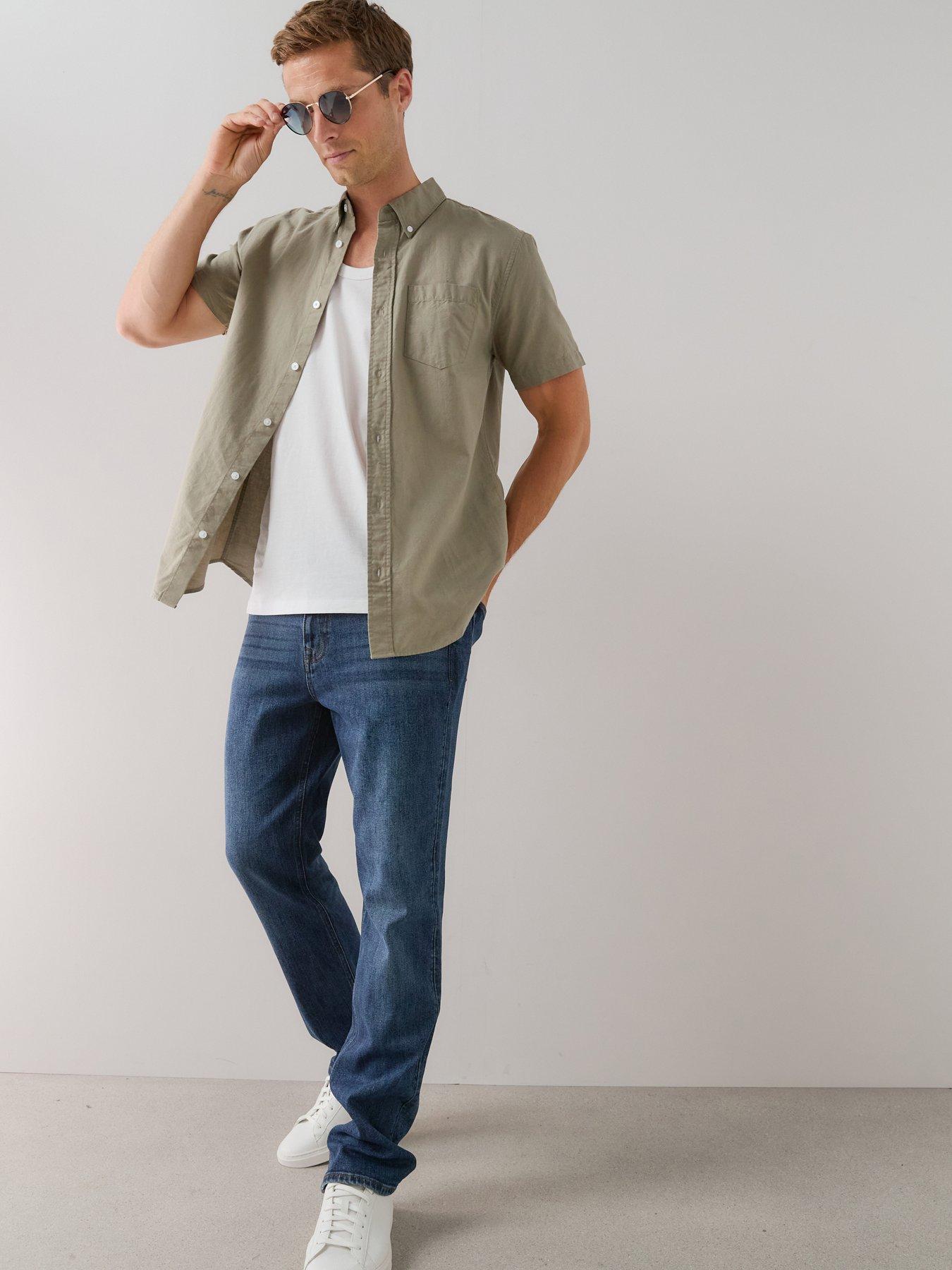 The Very Collection Short Sleeve Oxford Shirt - Light Khaki