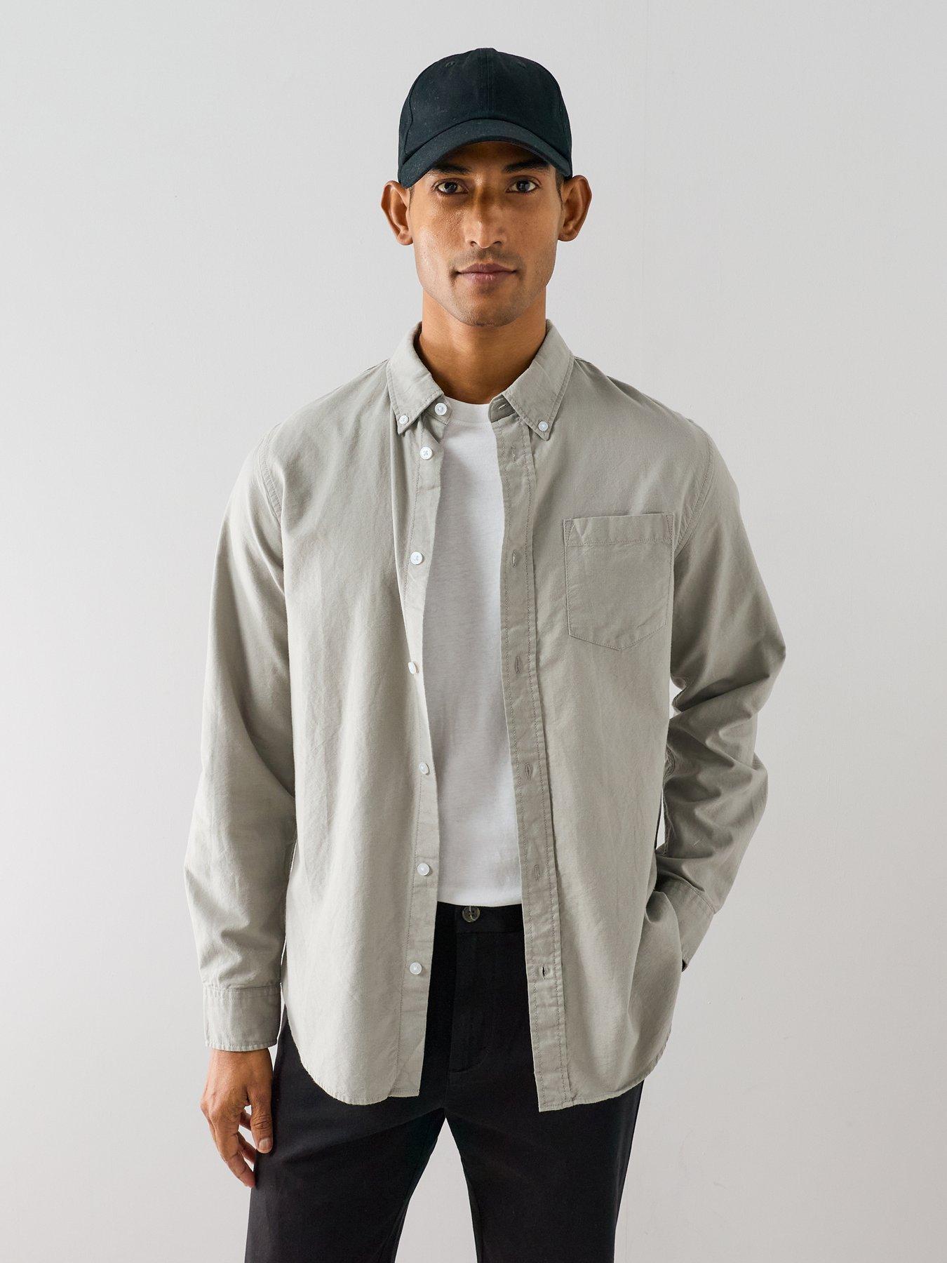 The Very Collection Long Sleeve Oxford Shirt - Light Grey