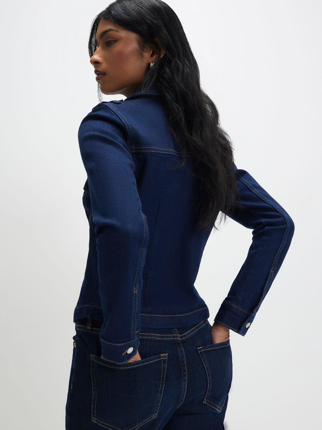 Image 2 of 4 of River Island Jane Long Sleeve Fitted Denim Jacket - Blue