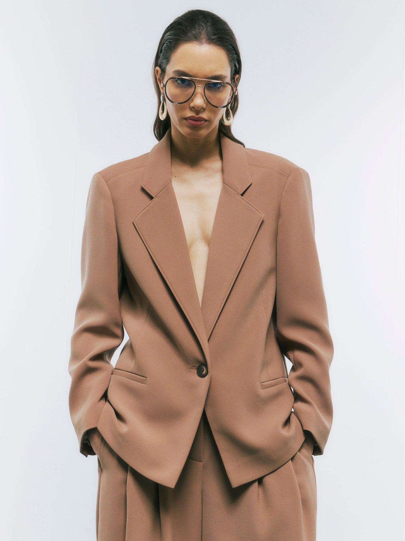 River Island Long Sleeve Oversized Blazer - Brown