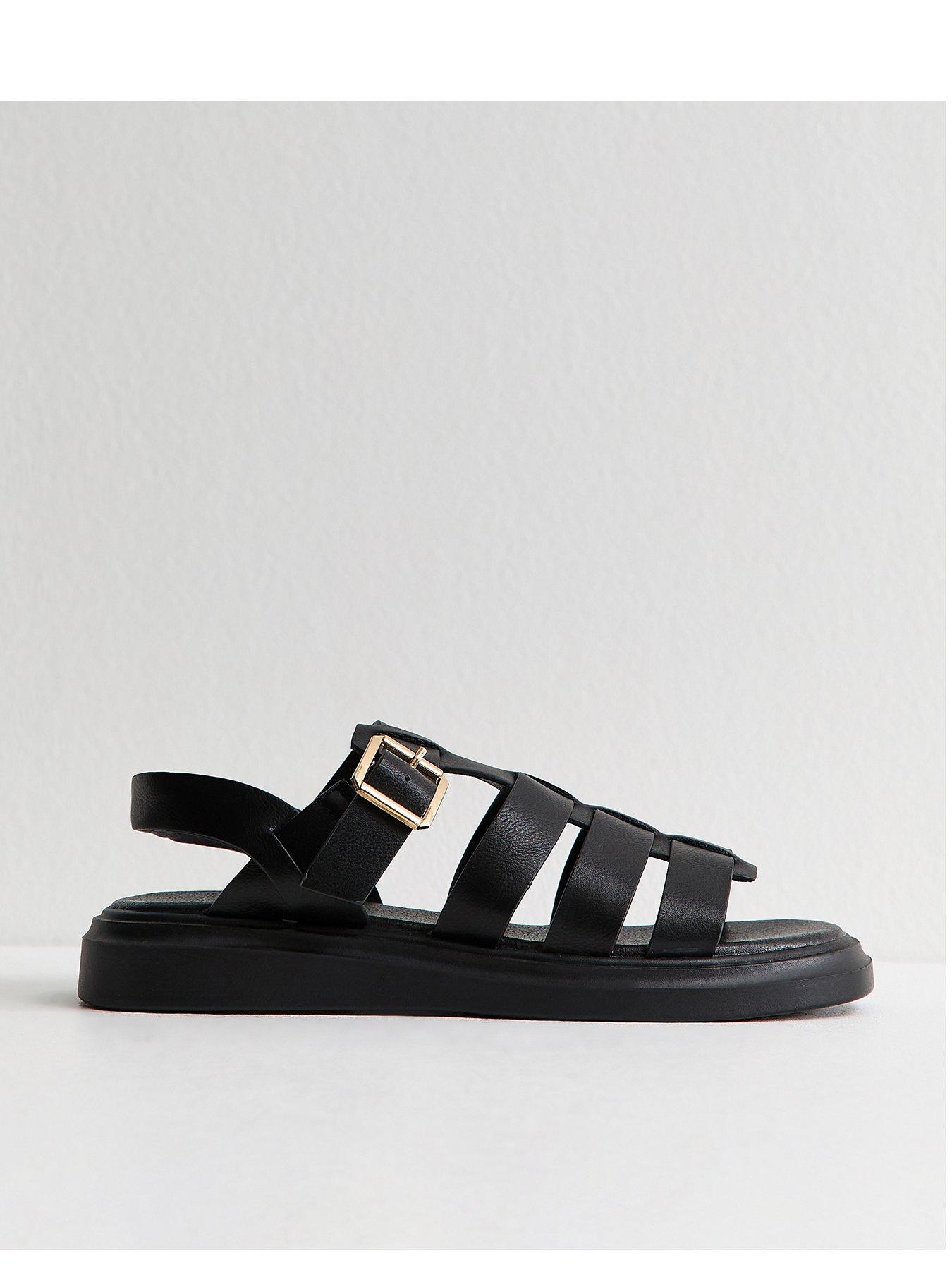 New Look Wide Fit Faux Leather Chunky Gladiator Sandals - Black ...