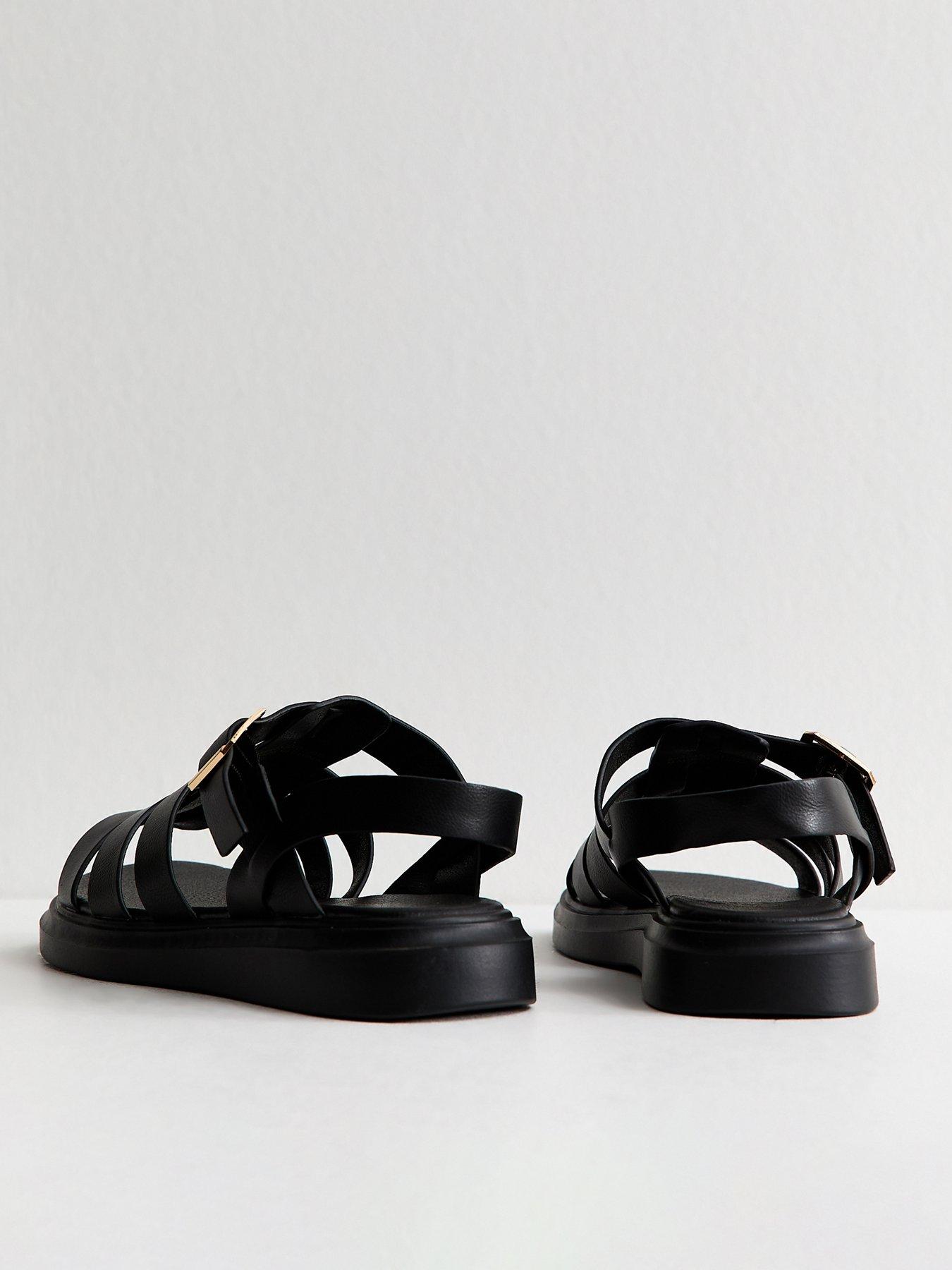New Look Wide Fit Faux Leather Chunky Gladiator Sandals - Black ...