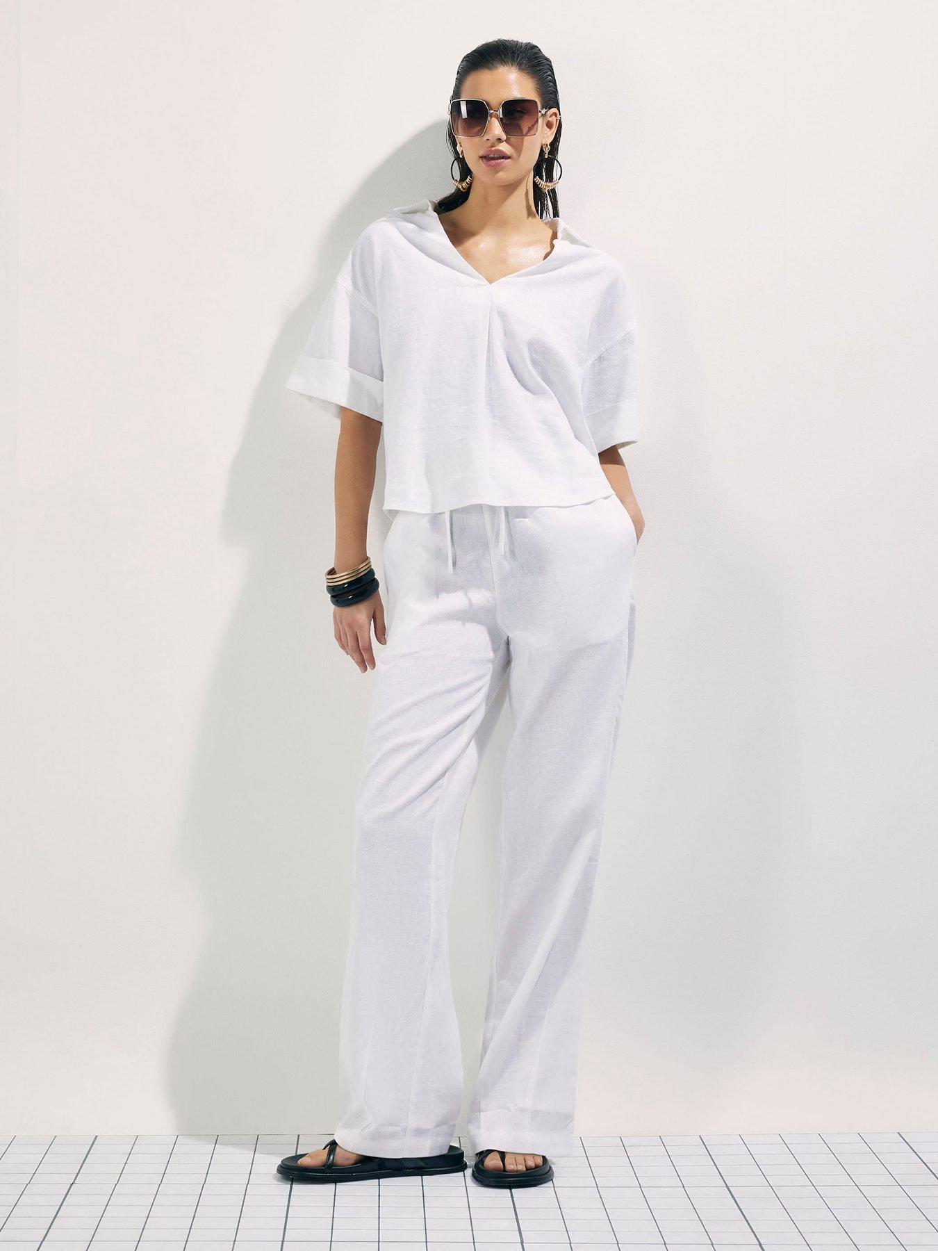  image of river-island-epp-linen-short-sleeve-shirt-white