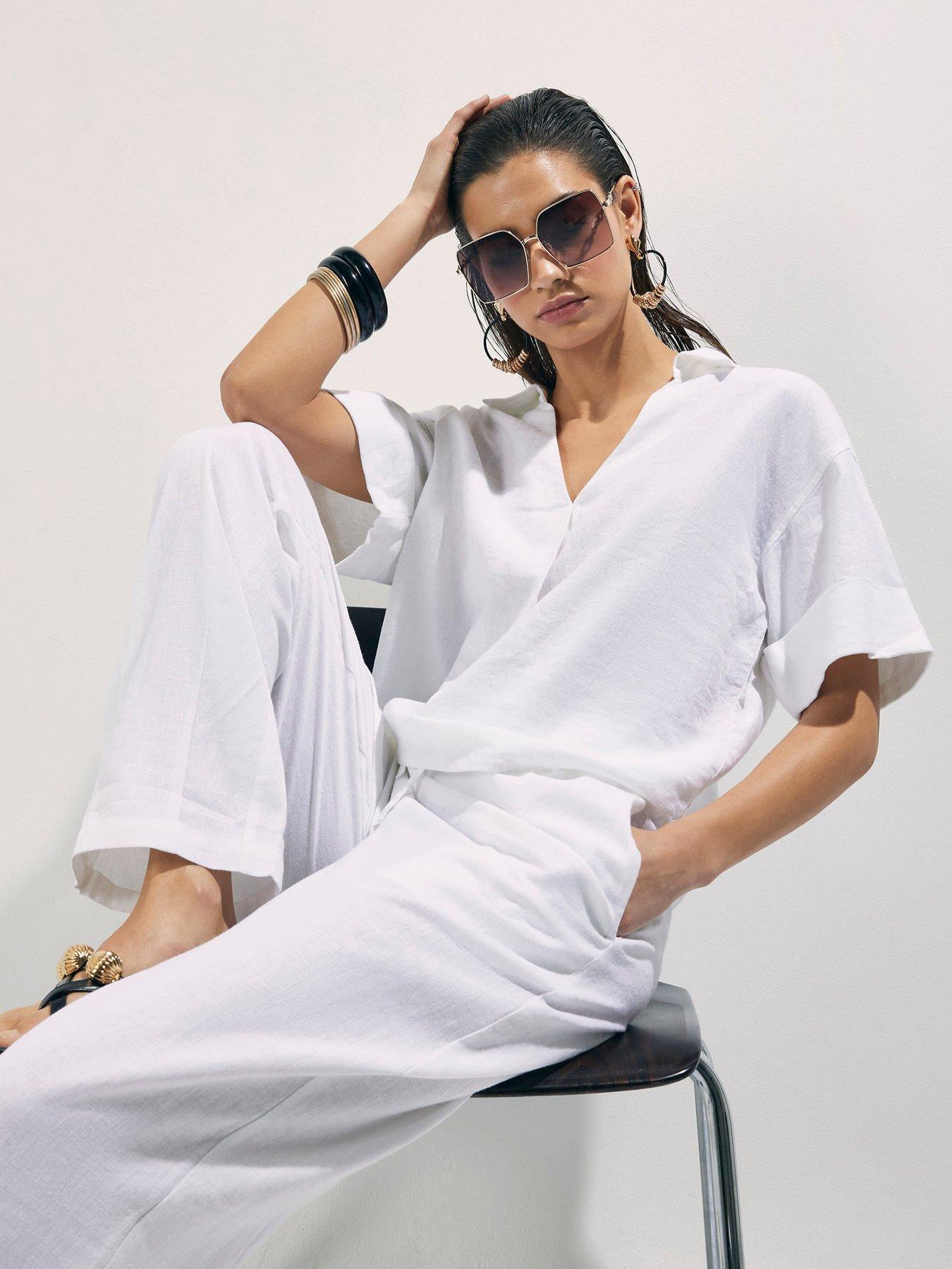  image of river-island-epp-linen-short-sleeve-shirt-white