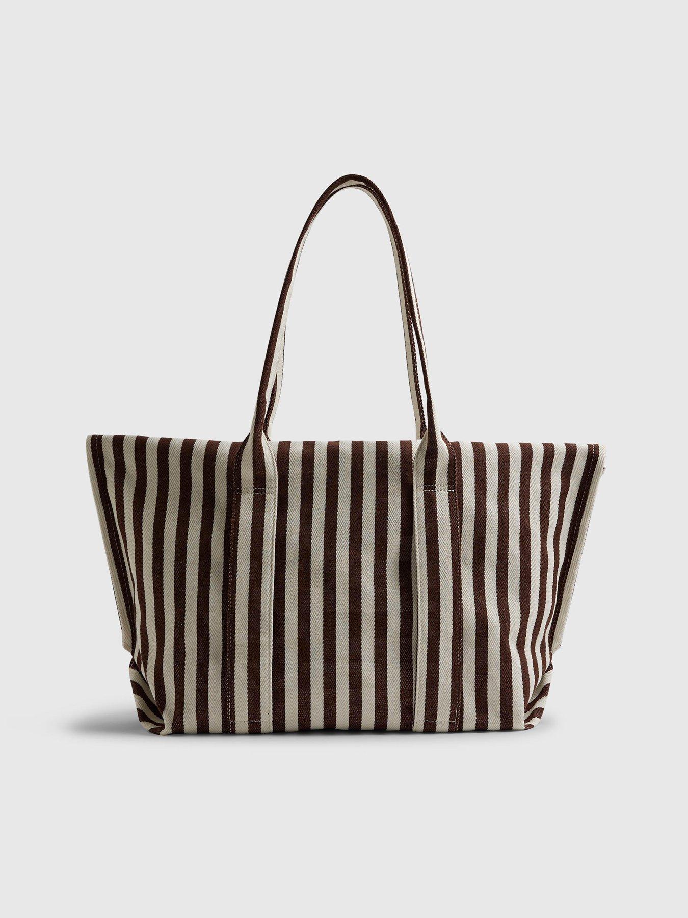 Image 4 of 6 of River Island Stripe Roll Top Bag - Brown