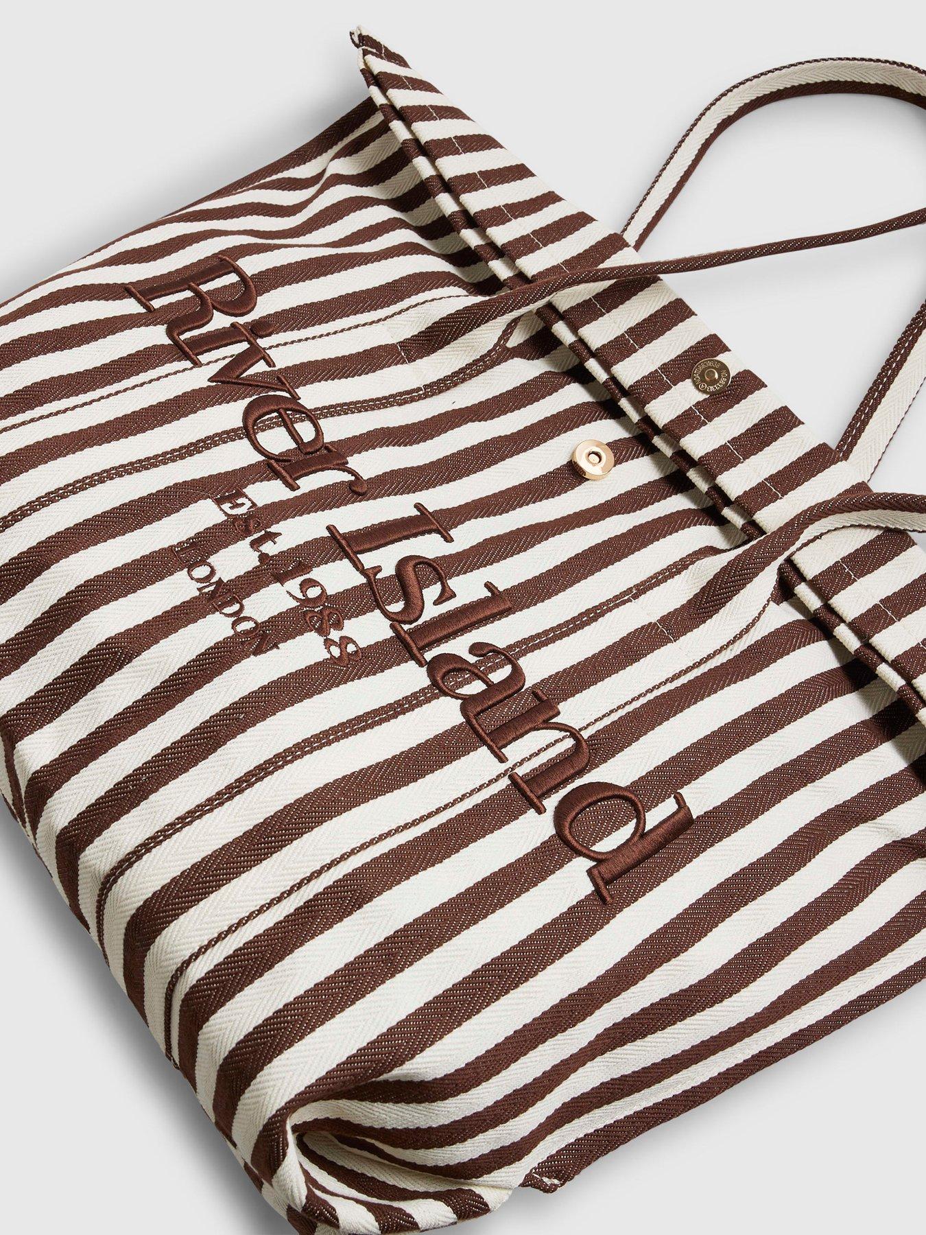 Image 5 of 6 of River Island Stripe Roll Top Bag - Brown