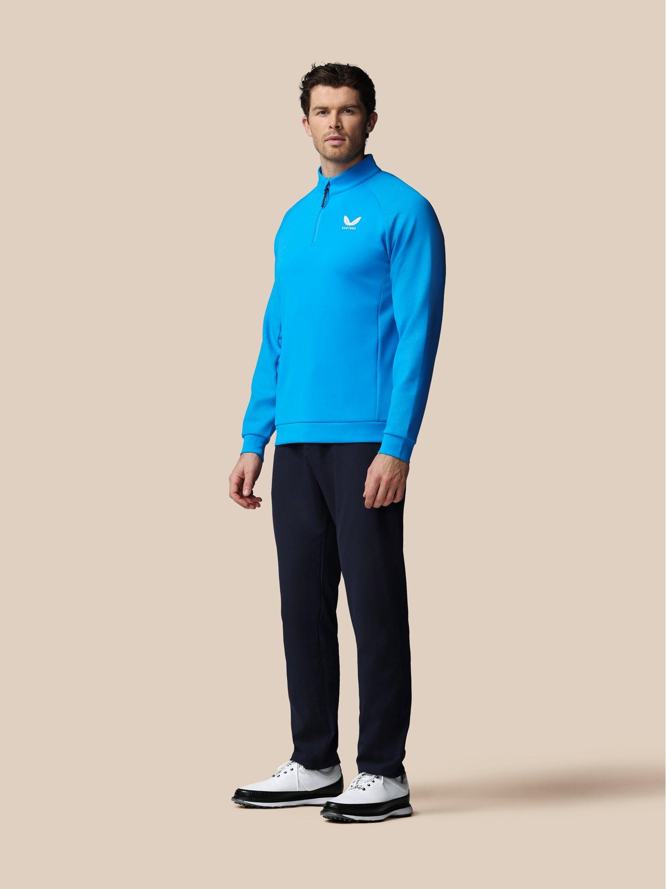  image of castore-mens-golf-flex-debossed-14-zip-top--blue