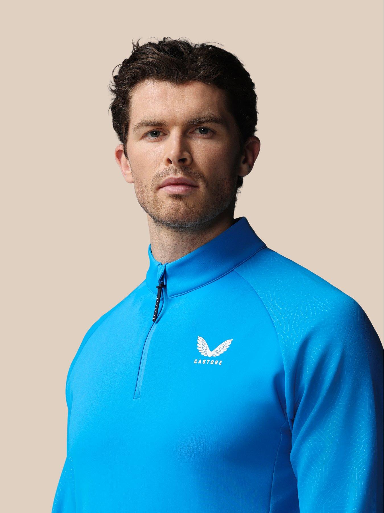  image of castore-mens-golf-flex-debossed-14-zip-top--blue