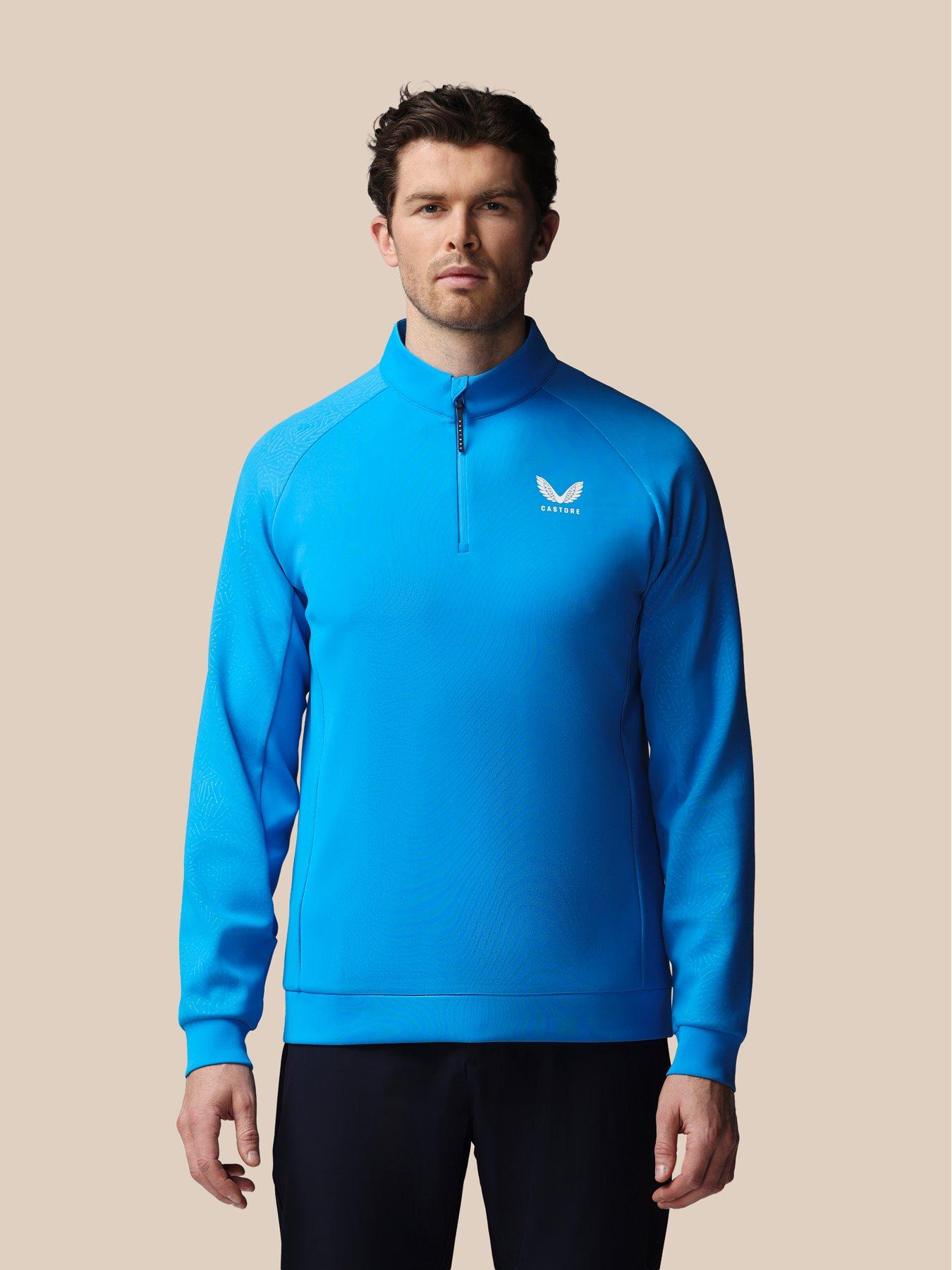  image of castore-mens-golf-flex-debossed-14-zip-top--blue