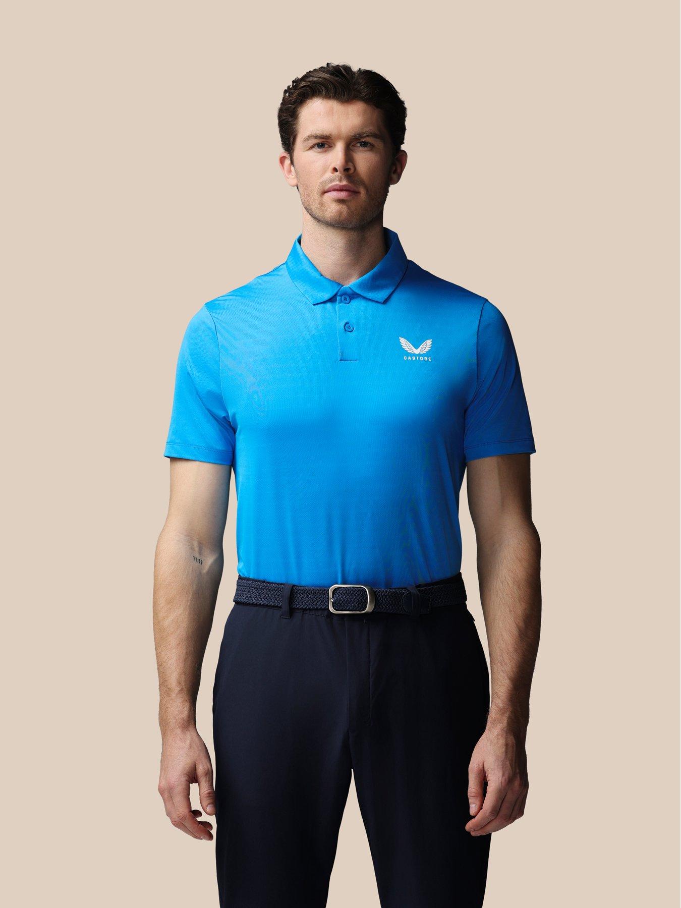 Castore Mens Striped Polo- Ibiza - Blue