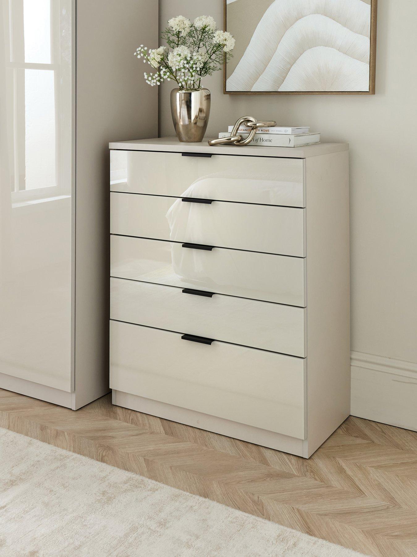 The Very Collection Palma Glass 5 Drawer Chest - Oatmeal - FSC® Certified