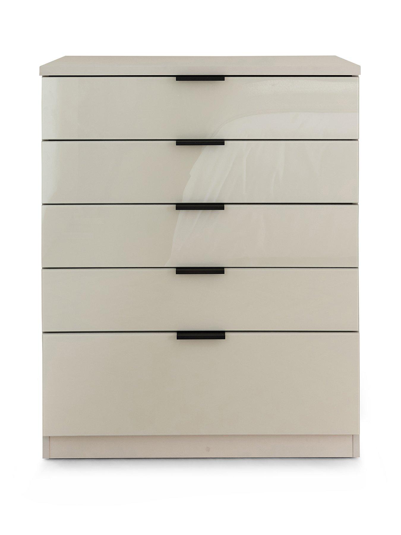 Image 2 of 7 of The Very Collection Palma Glass 5 Drawer Chest - Oatmeal - FSC&reg; Certified