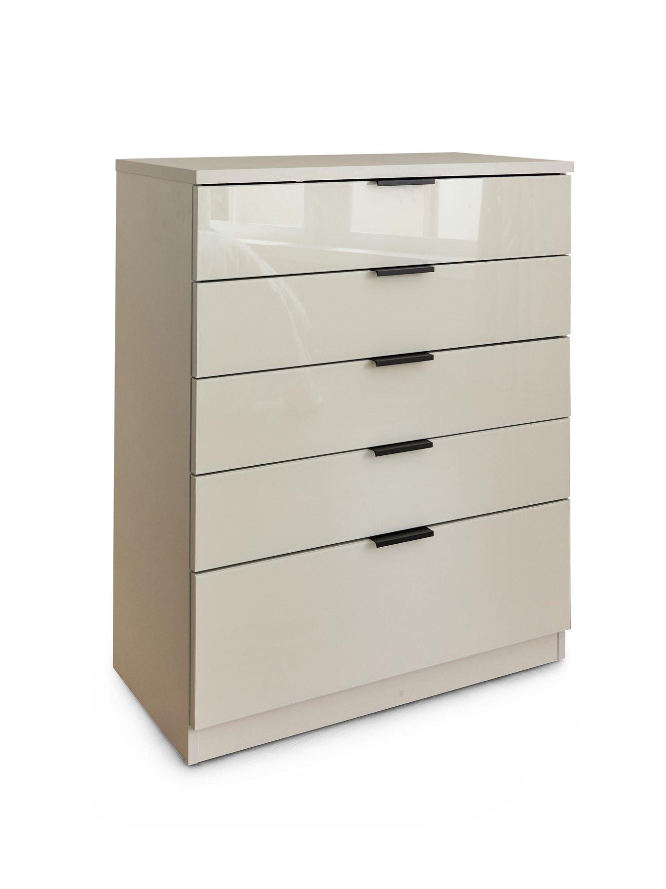 Image 3 of 7 of The Very Collection Palma Glass 5 Drawer Chest - Oatmeal - FSC&reg; Certified