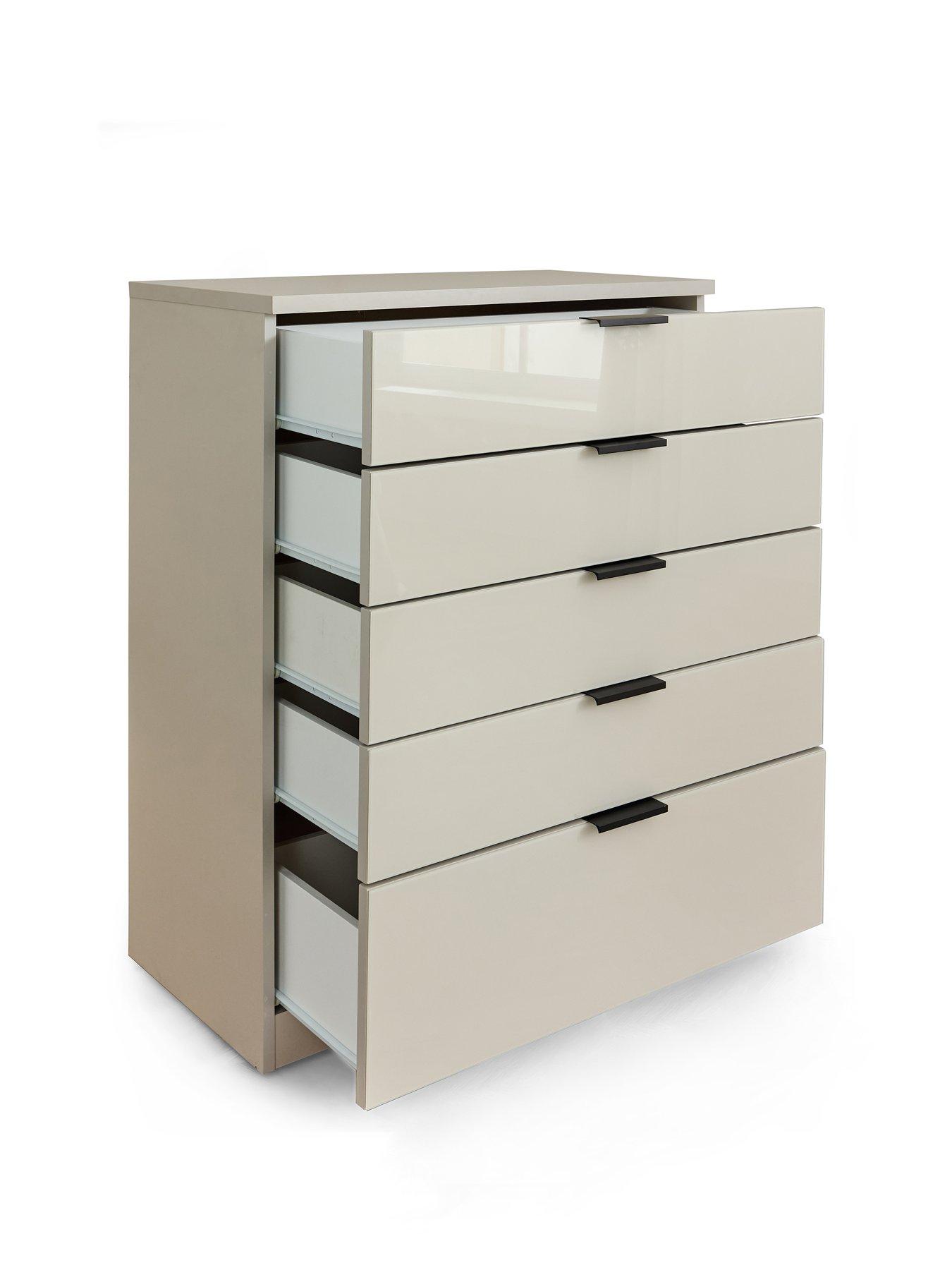 Image 4 of 7 of The Very Collection Palma Glass 5 Drawer Chest - Oatmeal - FSC&reg; Certified