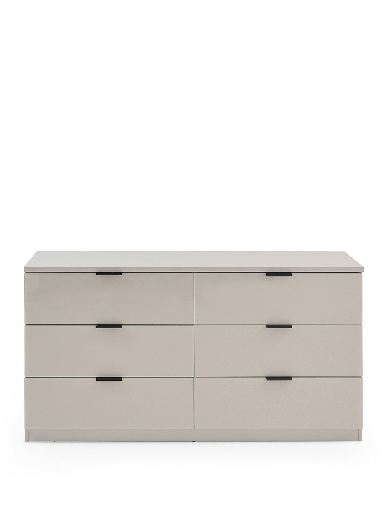 Image 2 of 7 of The Very Collection Palma Glass 6 Drawer Chest - Oatmeal