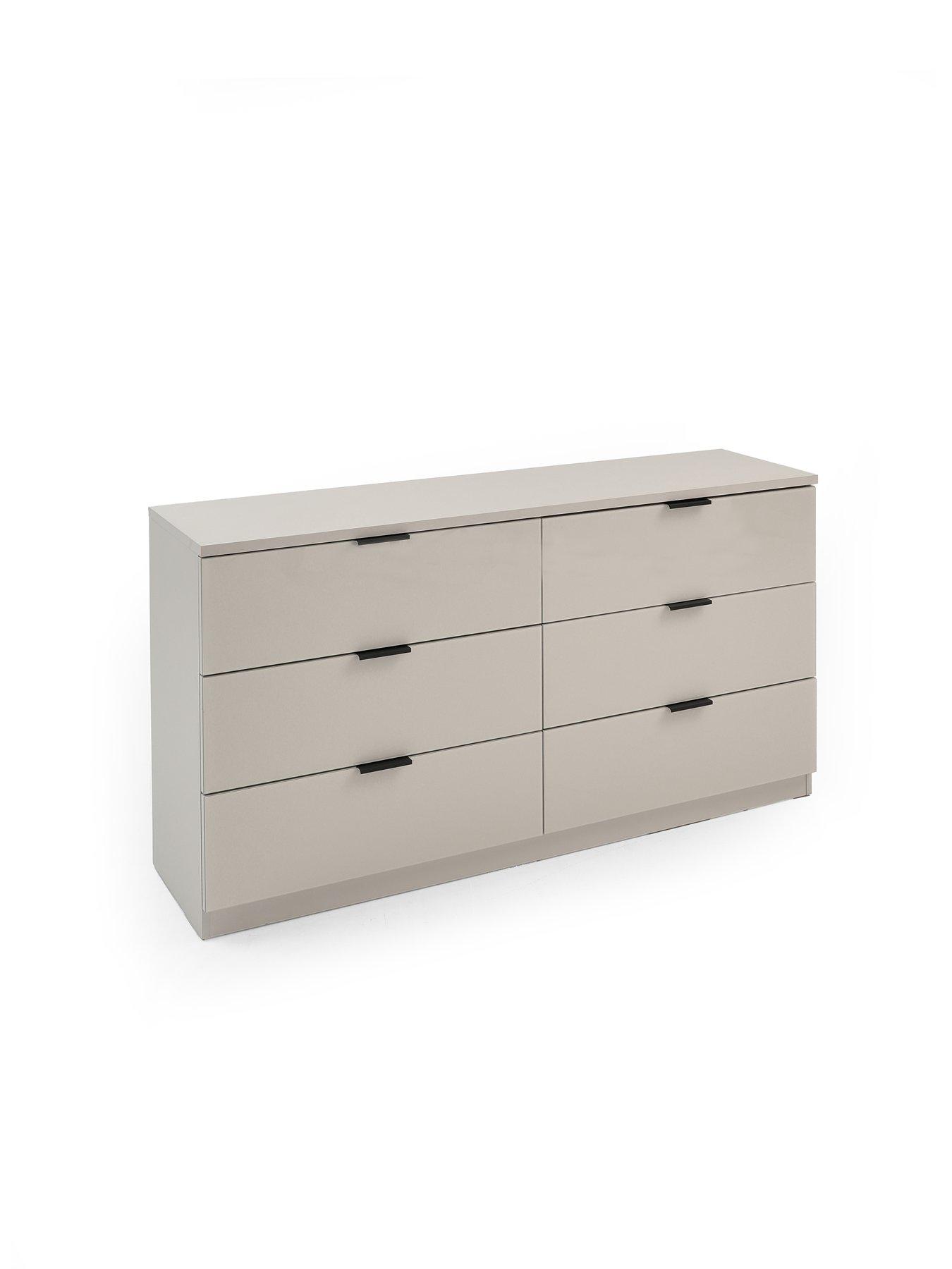 Image 3 of 7 of The Very Collection Palma Glass 6 Drawer Chest - Oatmeal