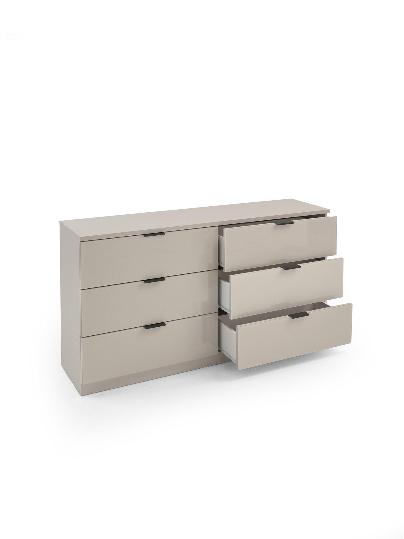 Image 4 of 7 of The Very Collection Palma Glass 6 Drawer Chest - Oatmeal