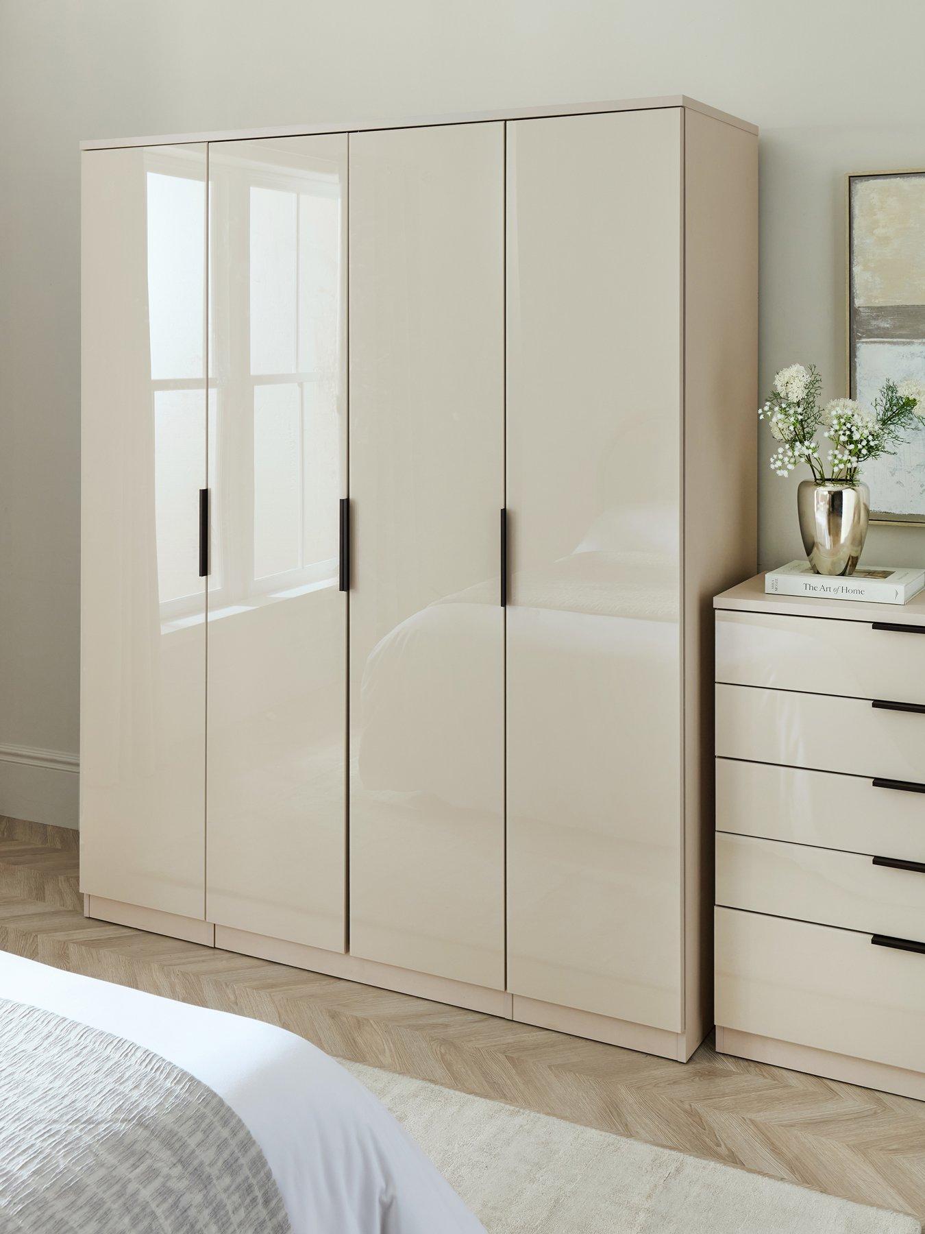 The Very Collection Palma Glass 4 Door Wardrobe - Oatmeal - FSC® Certified